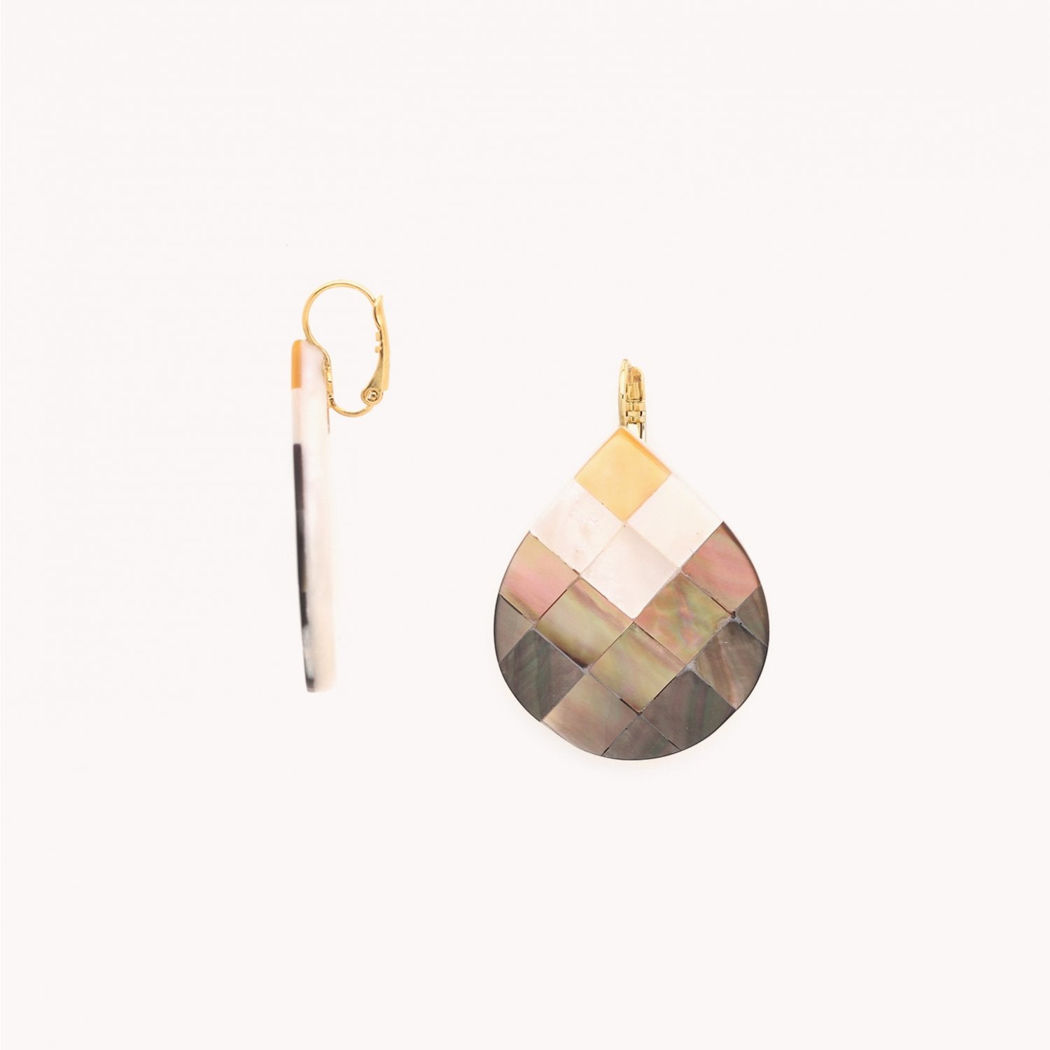 Détail marqueterie nacre boucles d'oreilles 12--90290 Nature Bijoux