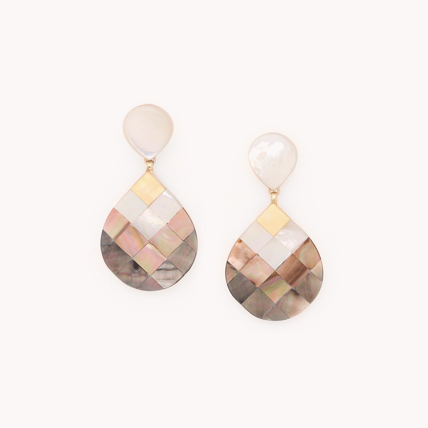 Boucles d'oreille San Lazzaro marqueterie 4 nacres 12--90292 Nature Bijoux