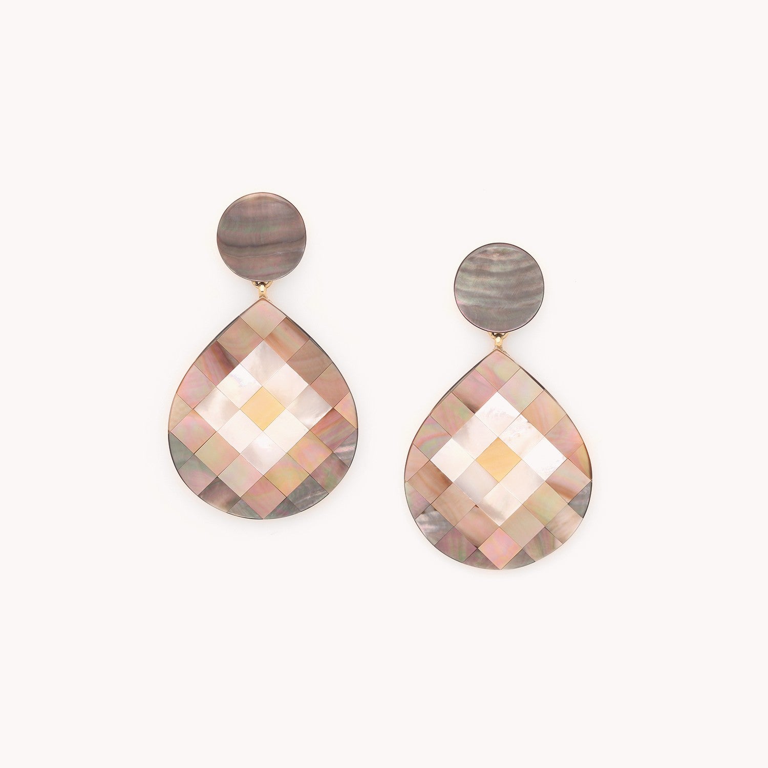 Boucles d'oreille Nature Bijoux San Lazzaro marqueterie 4 nacres 12--90293