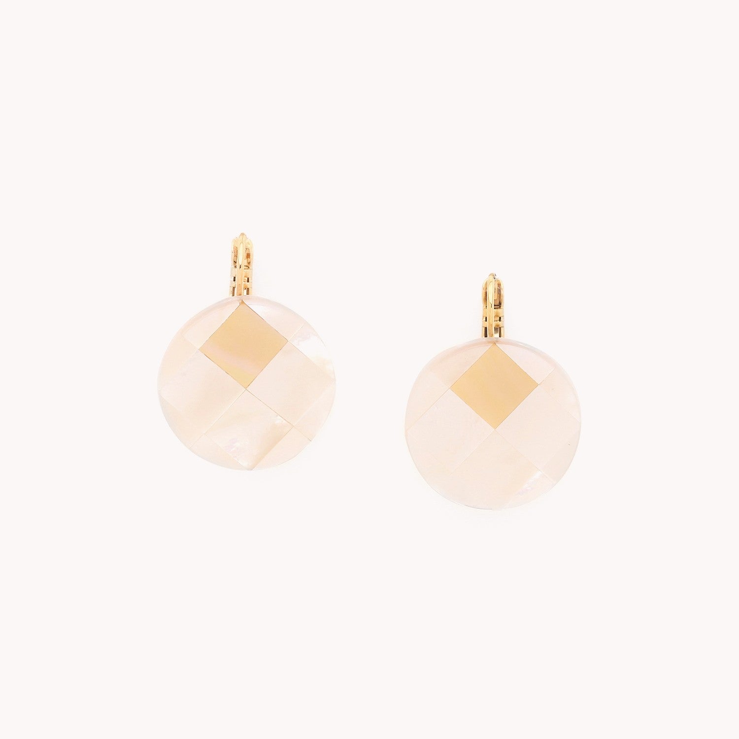 Boucles d'oreille San Lazzaro nacre blanche et laiton 12--90297 Nature Bijoux