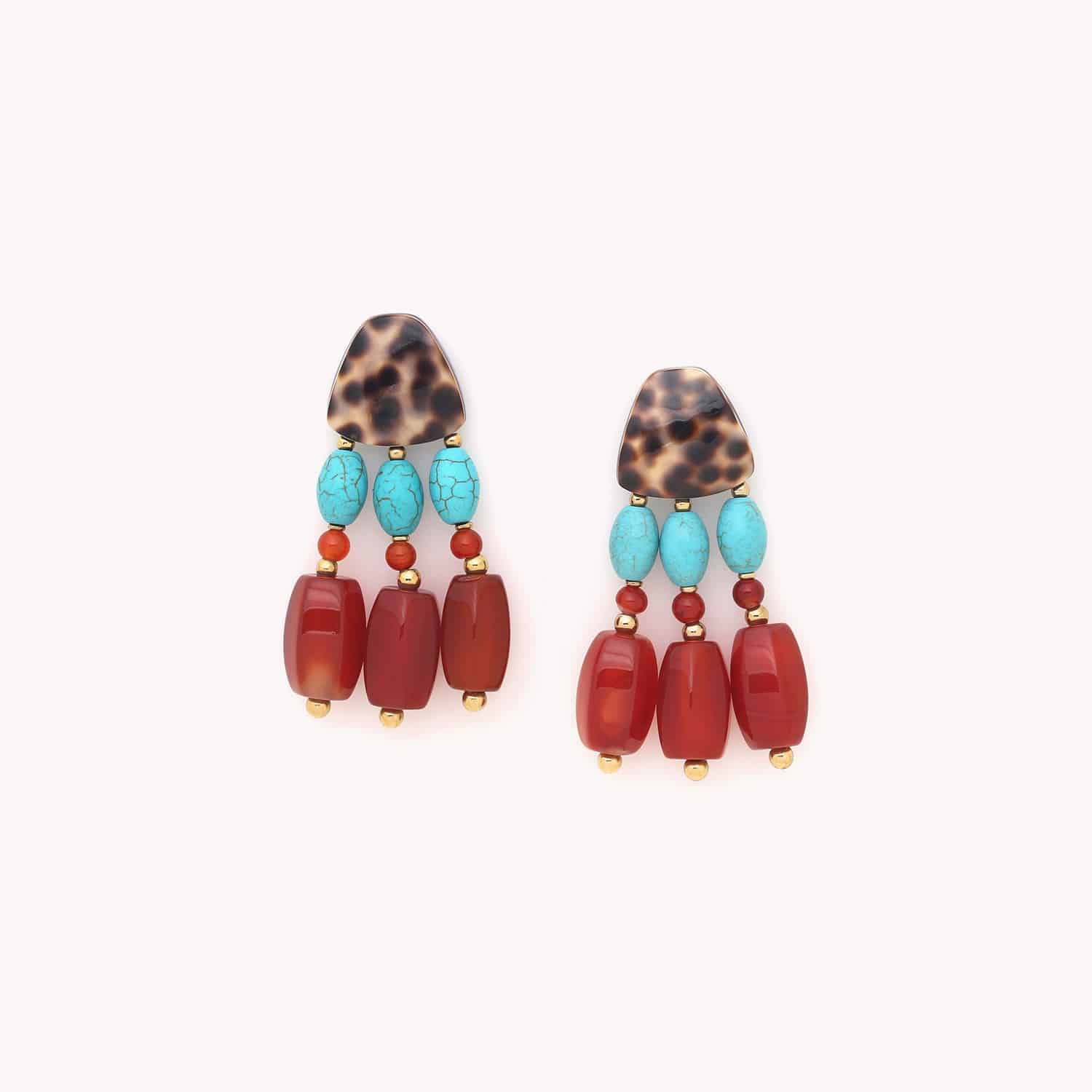 Boucles d'oreille Surabaya Agate rouge Howlite laiton 12--90317 Nature Bijoux