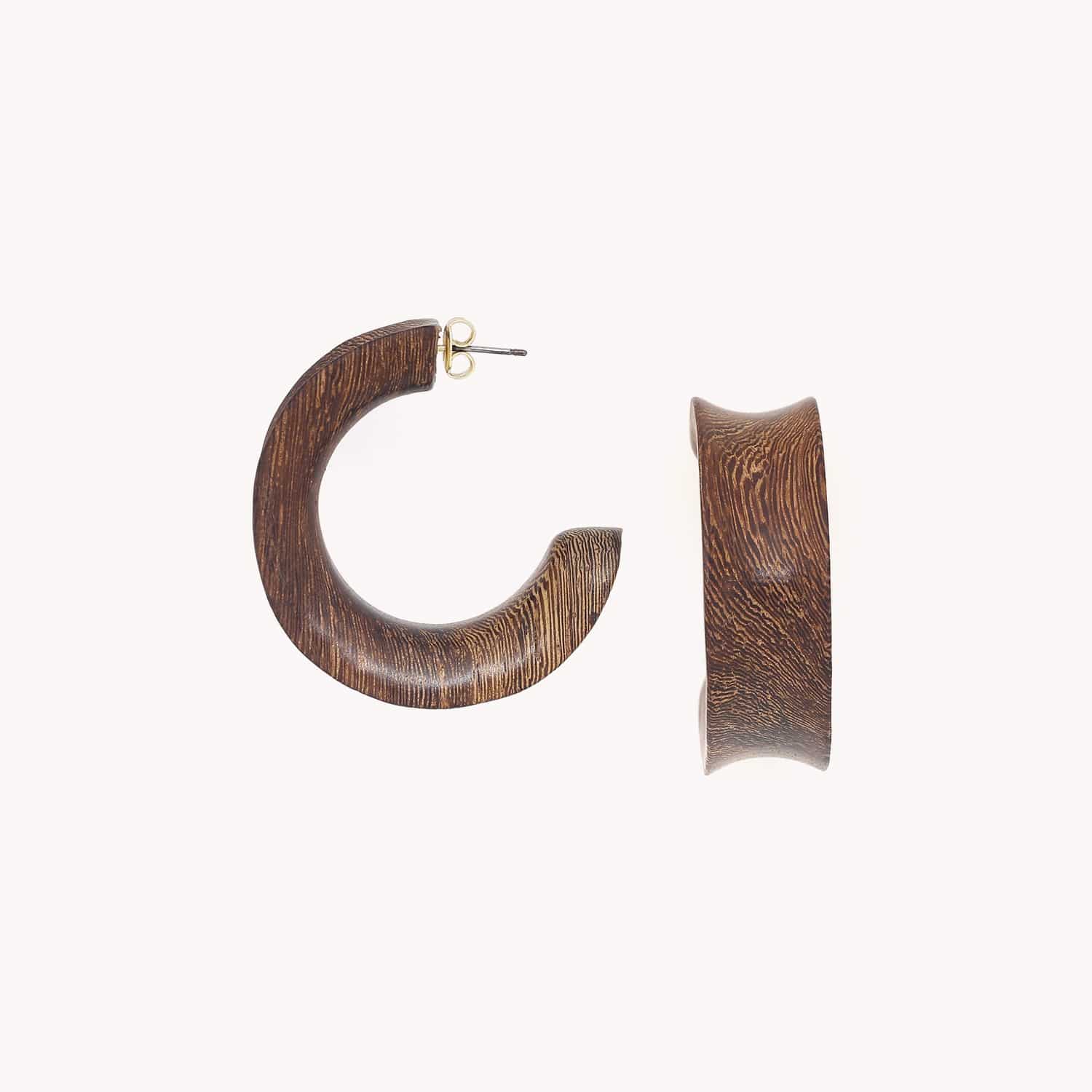 Boucles d'oreilles Komodo bois Roblès 12--90384 Nature Bijoux