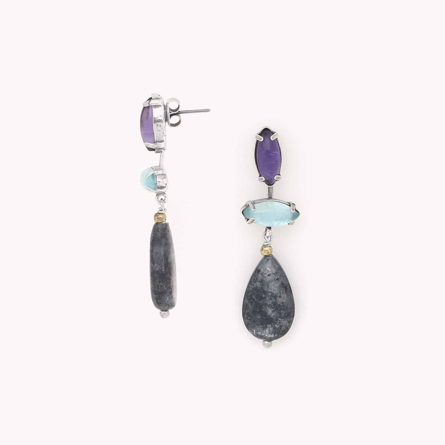 Détail kyanite sur boucles d'oreilles 12--90455 Nature Bijoux