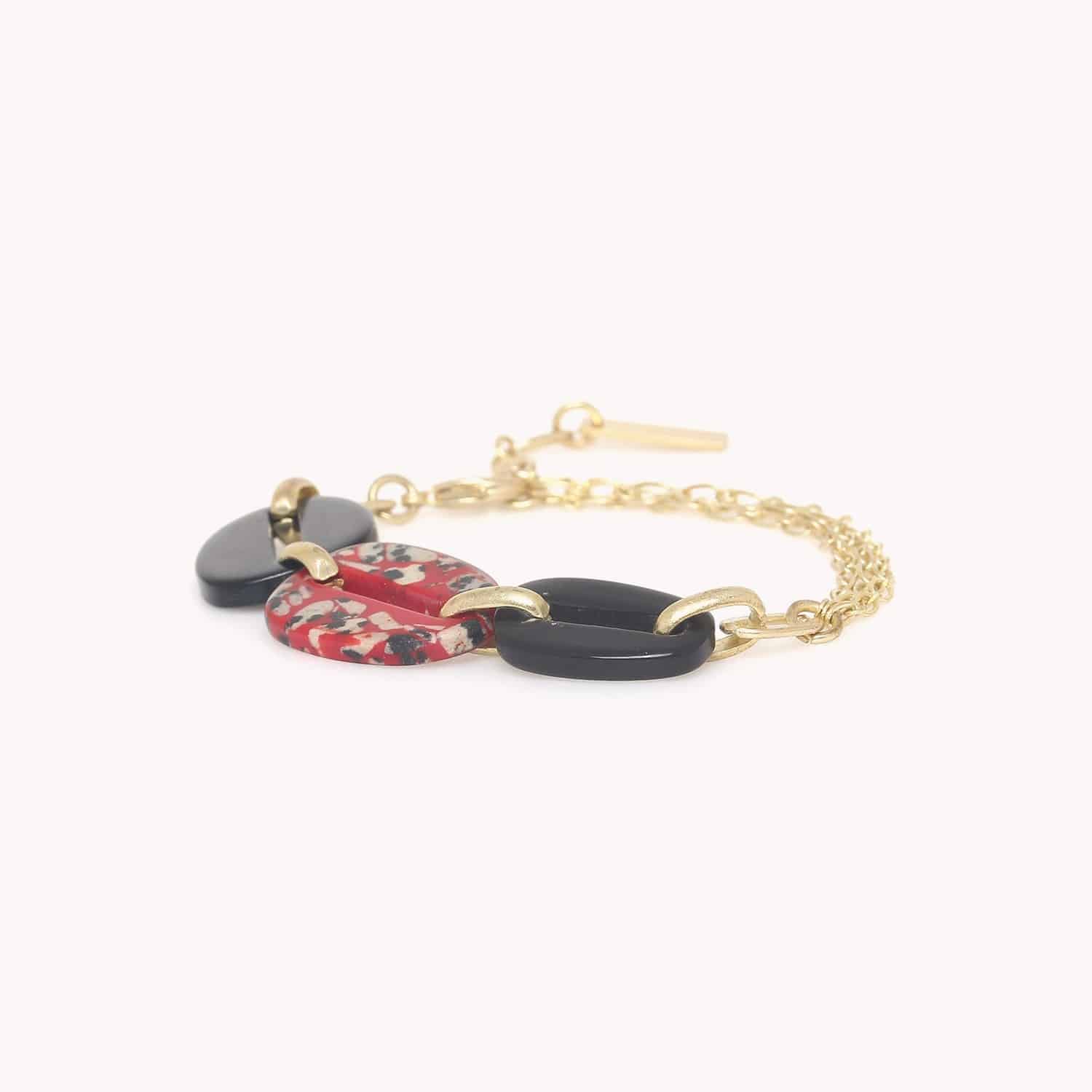 Bracelet Sicilia Nature Bijoux corne jaspe dalmatien 13--44310