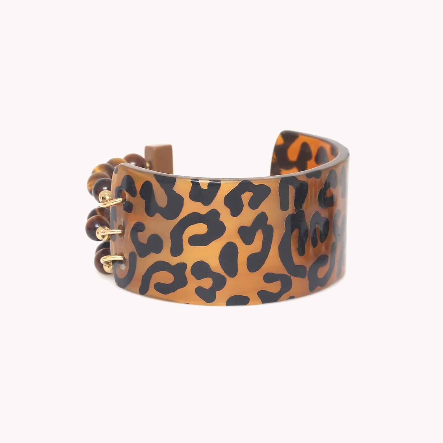 Bracelet Jaguar Nature Bijoux Corne Nacre brune Oeil de Tigre 13--44381