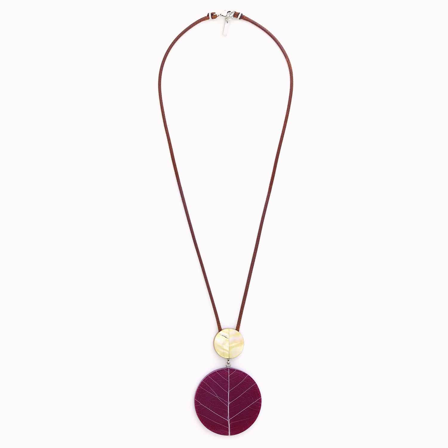 Collier Ficus Carica nacre dorée coton ciré 15--43542 Nature Bijoux