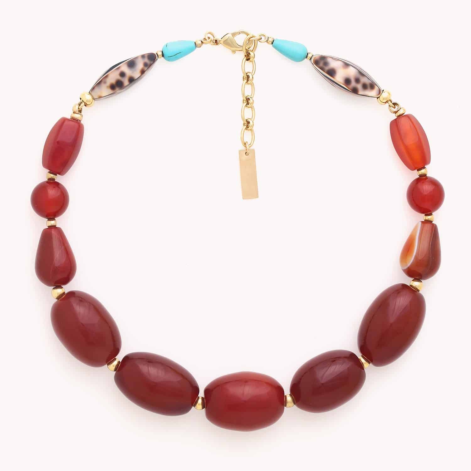 Collier Surabaya perles agate rouge 15--43571 Nature Bijoux