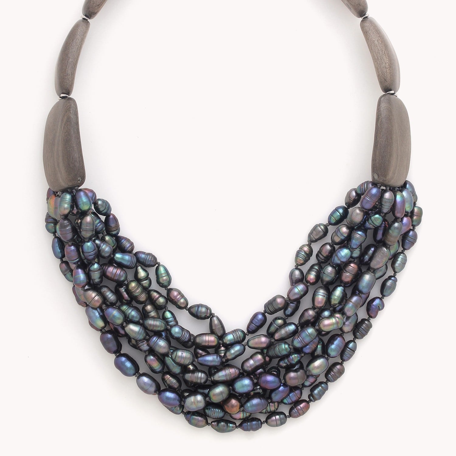 Collier Pebble Beach bois et perles 15--43610 Nature Bijoux