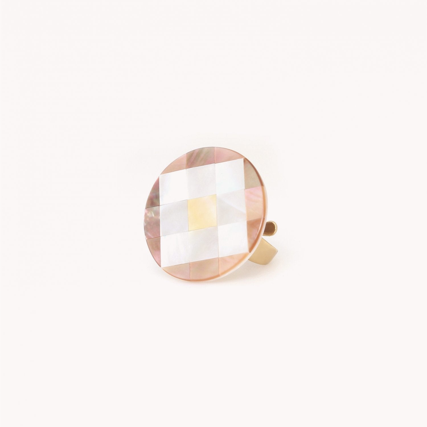 Bague San Lazzaro marqueterie ronde nacre laiton 19--25852 Nature Bijoux