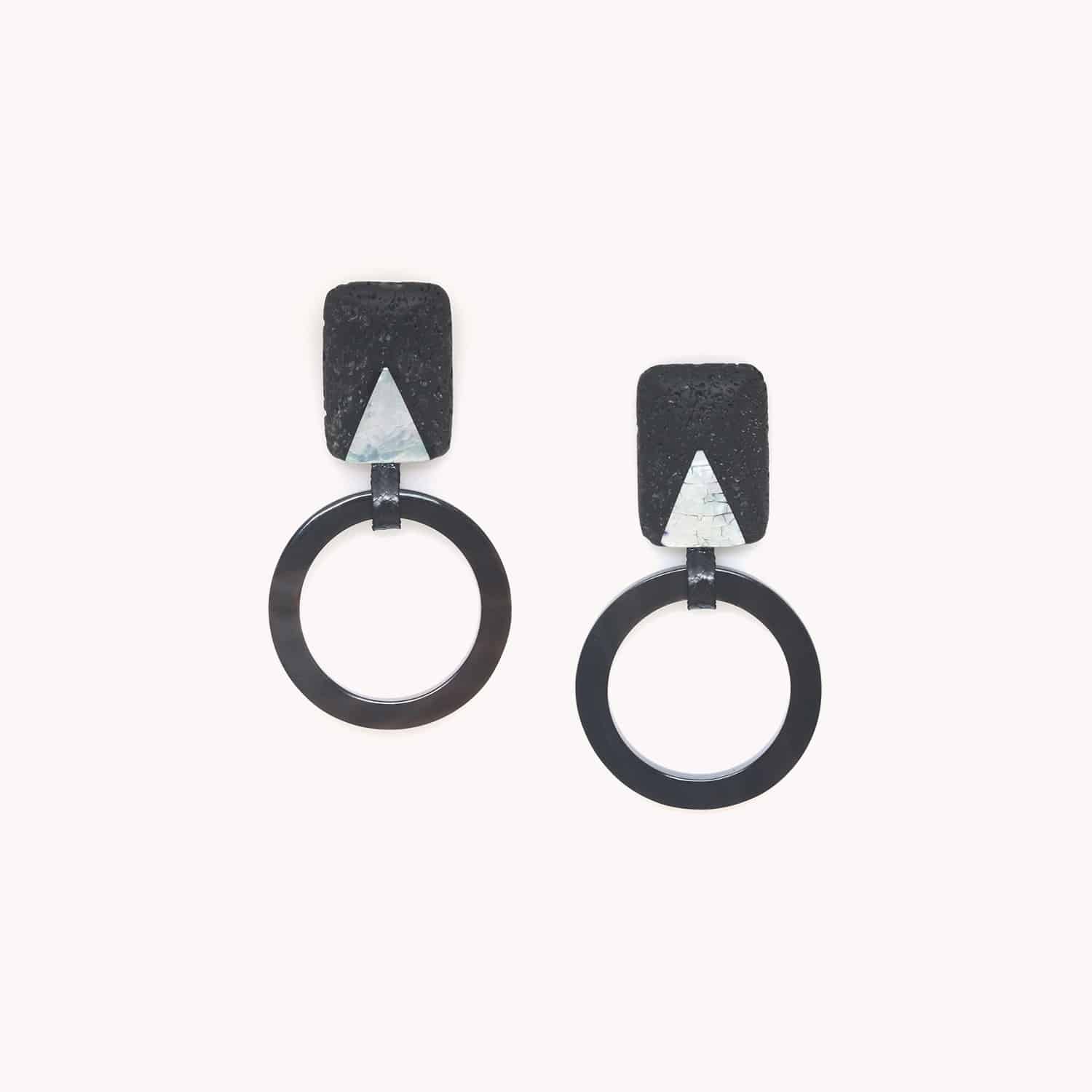 Boucles d'oreilles Volcan corne pierre de lave 12--90351 Nature Bijoux