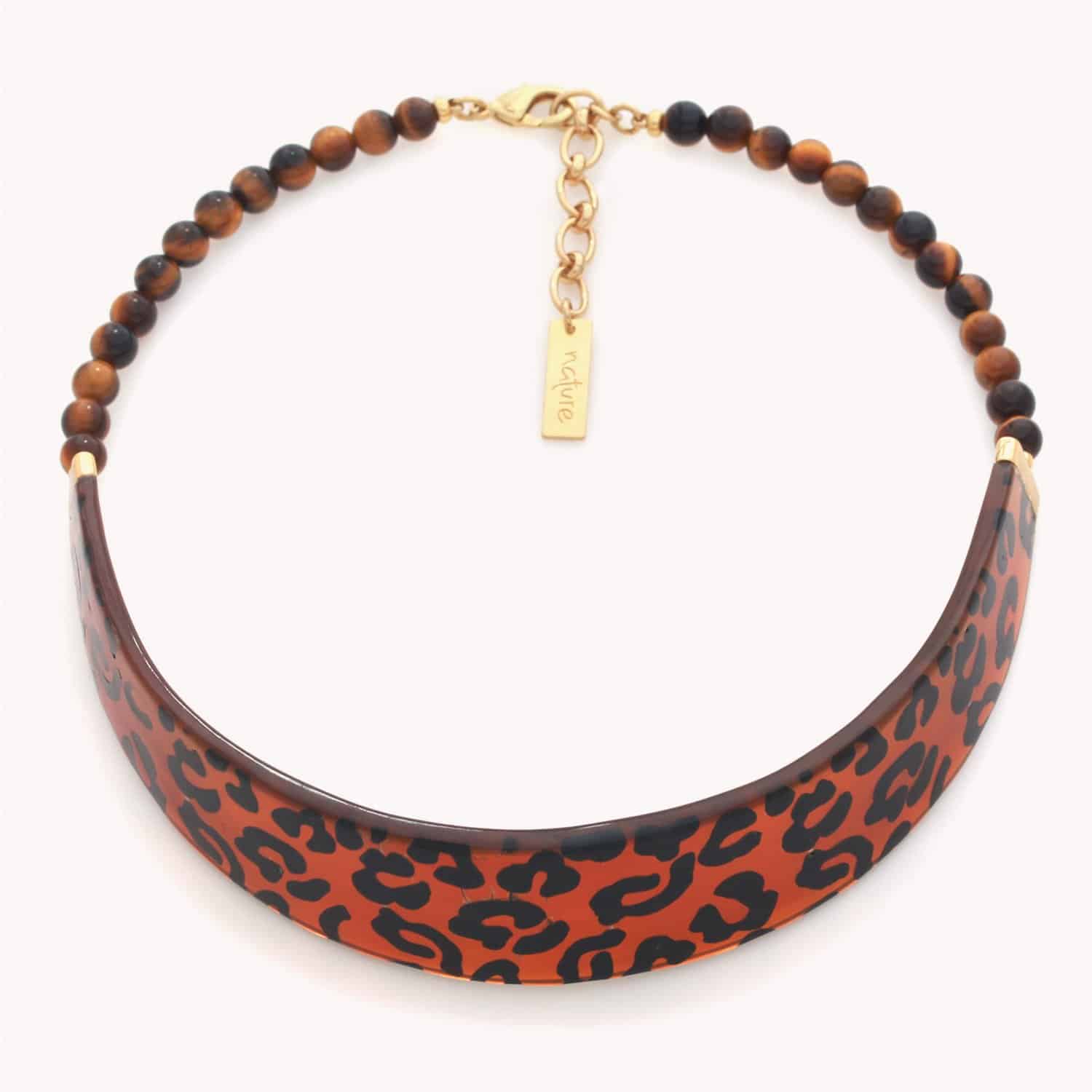 Collier Nature Bijoux Jaguar en corne œil de tigre 15--43652