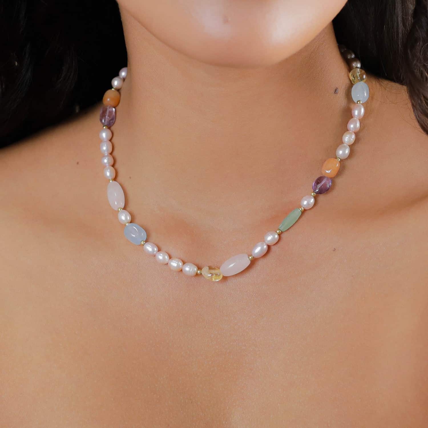 Détail pierres perles d'eau douce rose pâle 15--43831 Nature Bijoux