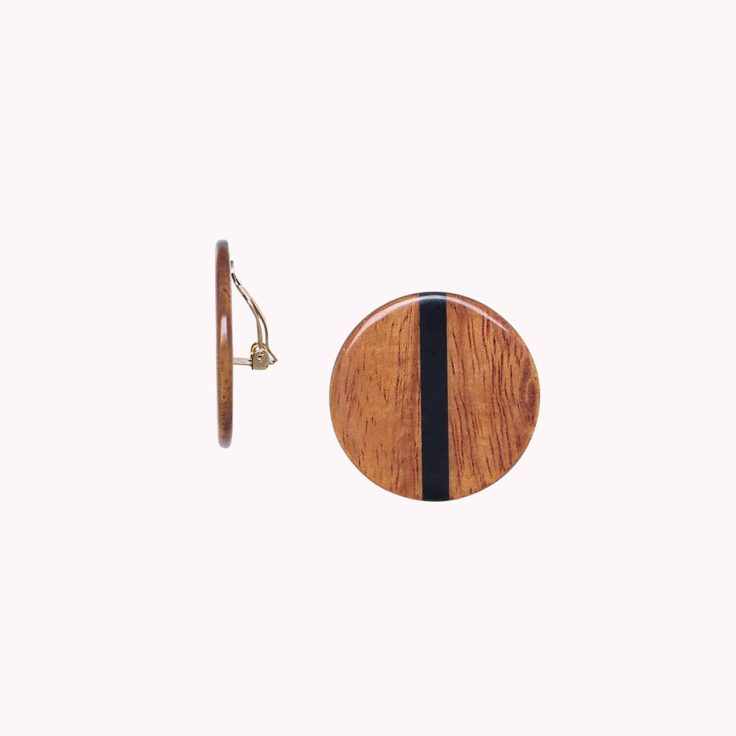 Boucles d'oreilles Cannelle bois Bayong clips ronds 11--90610 Nature Bijoux