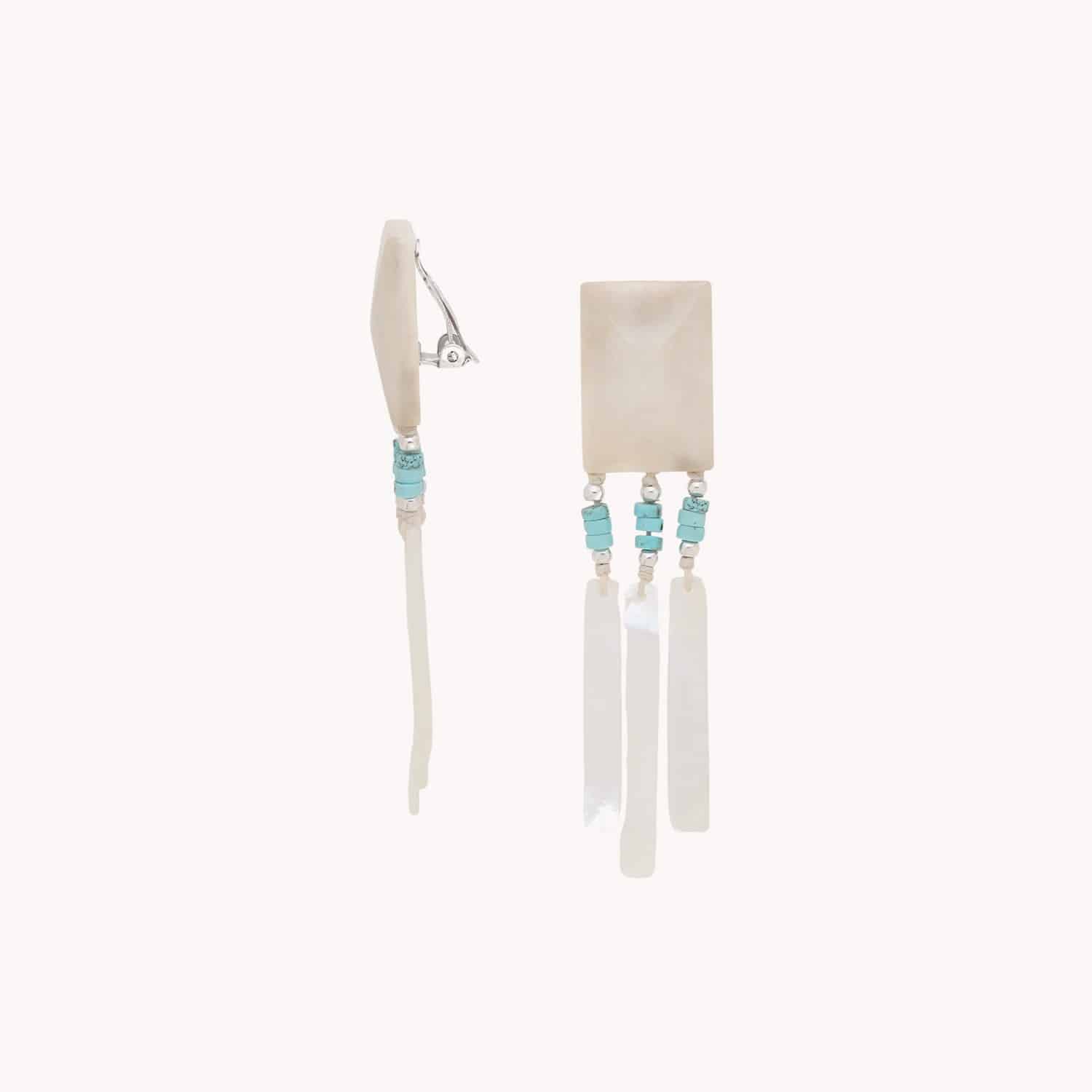 Boucles d'oreille Milos 3 Pampilles Nacre Blanche 11--90640 Nature Bijoux