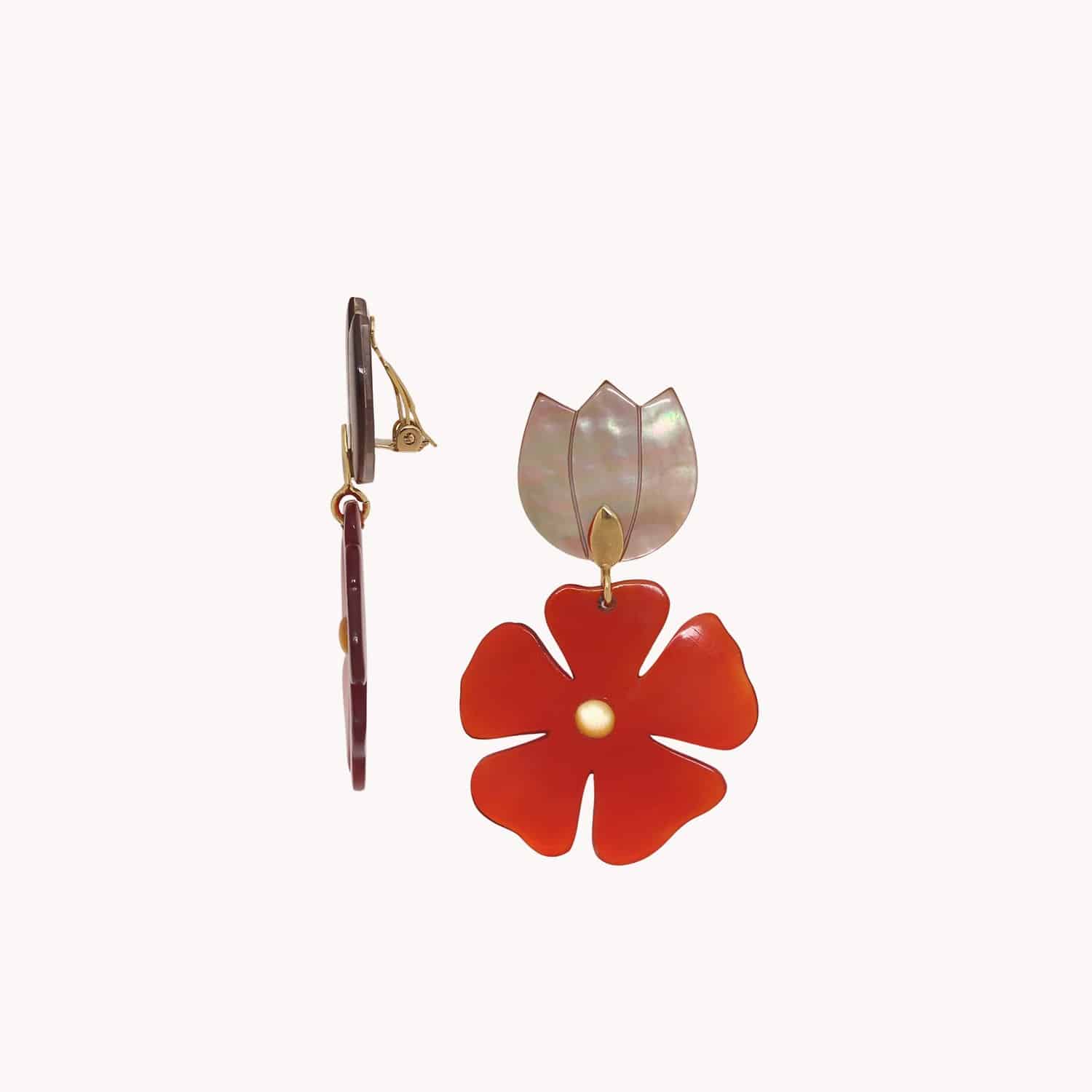Boucles d'oreilles Son Jardin Nacre Corne 11--90671 Nature Bijoux