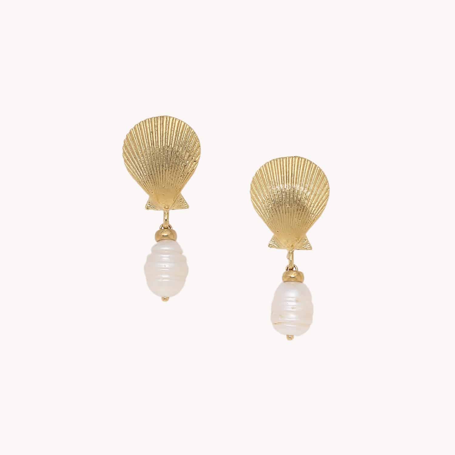 Boucles d'oreille Spiaggia Rosa laiton et perle 12--90567 Nature Bijoux