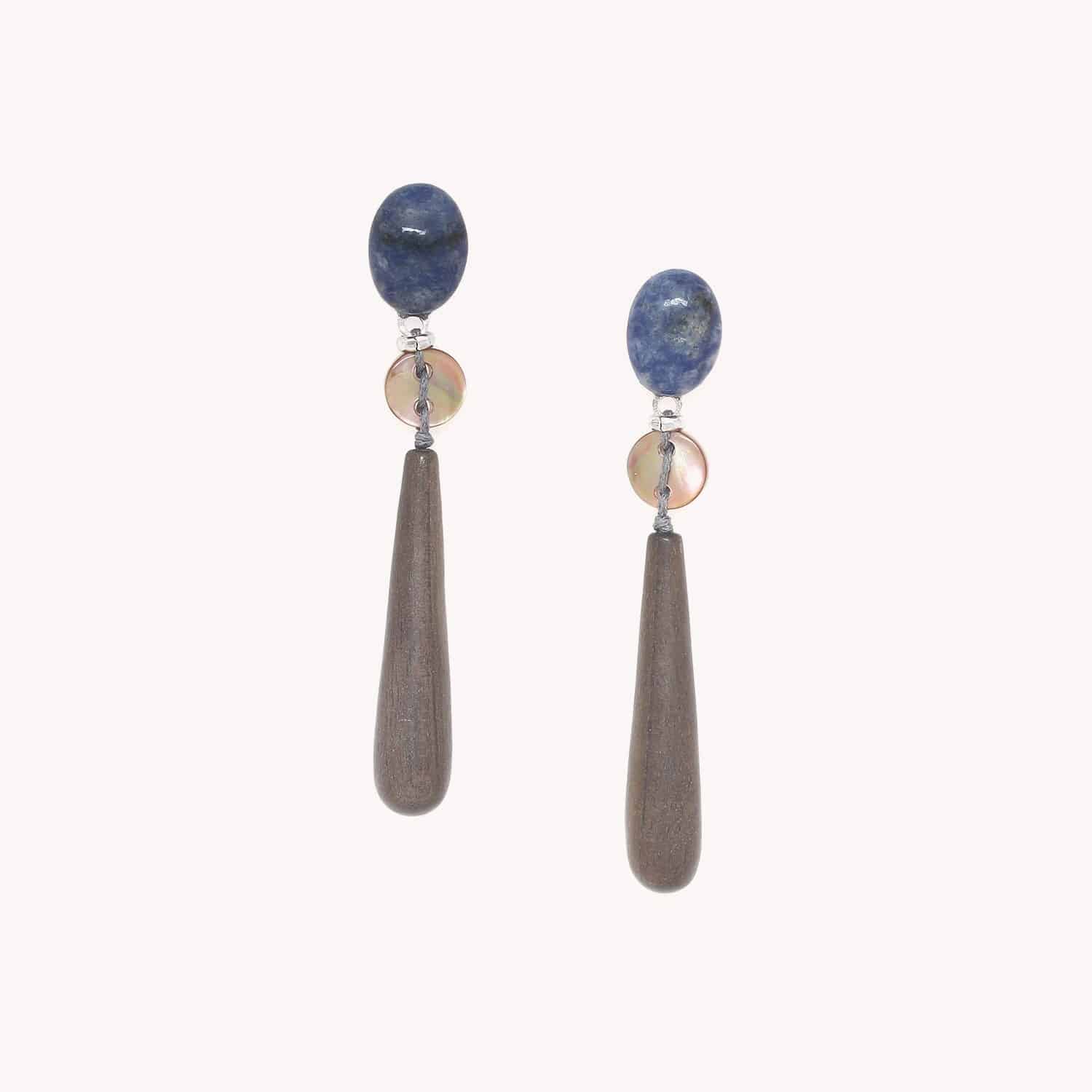 Boucles d'oreille Skala bois Ébène Gris 12--90573 Nature Bijoux