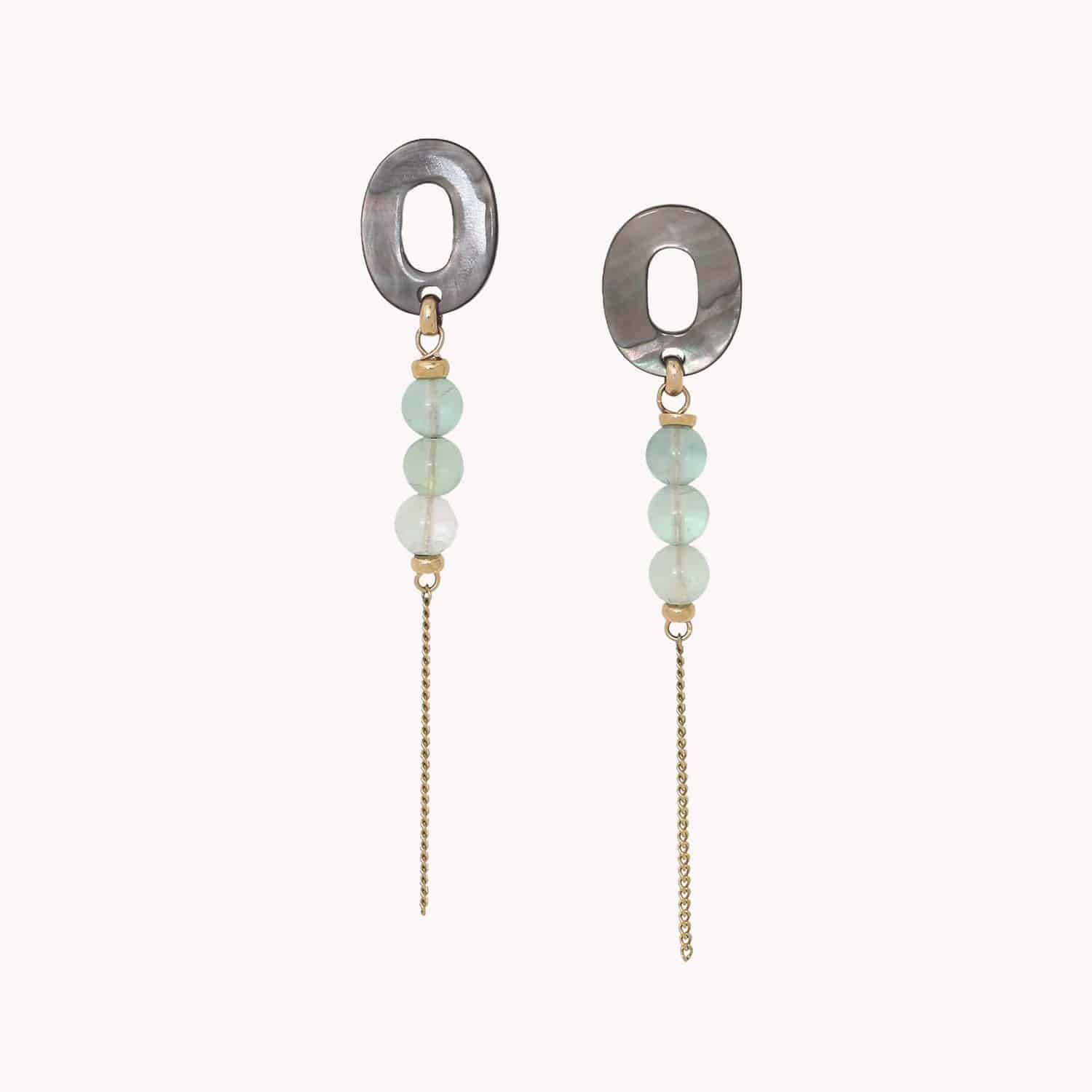 Boucles d'oreilles Nature Bijoux Fluorite fluorite arc-en-ciel nacre 12--90584