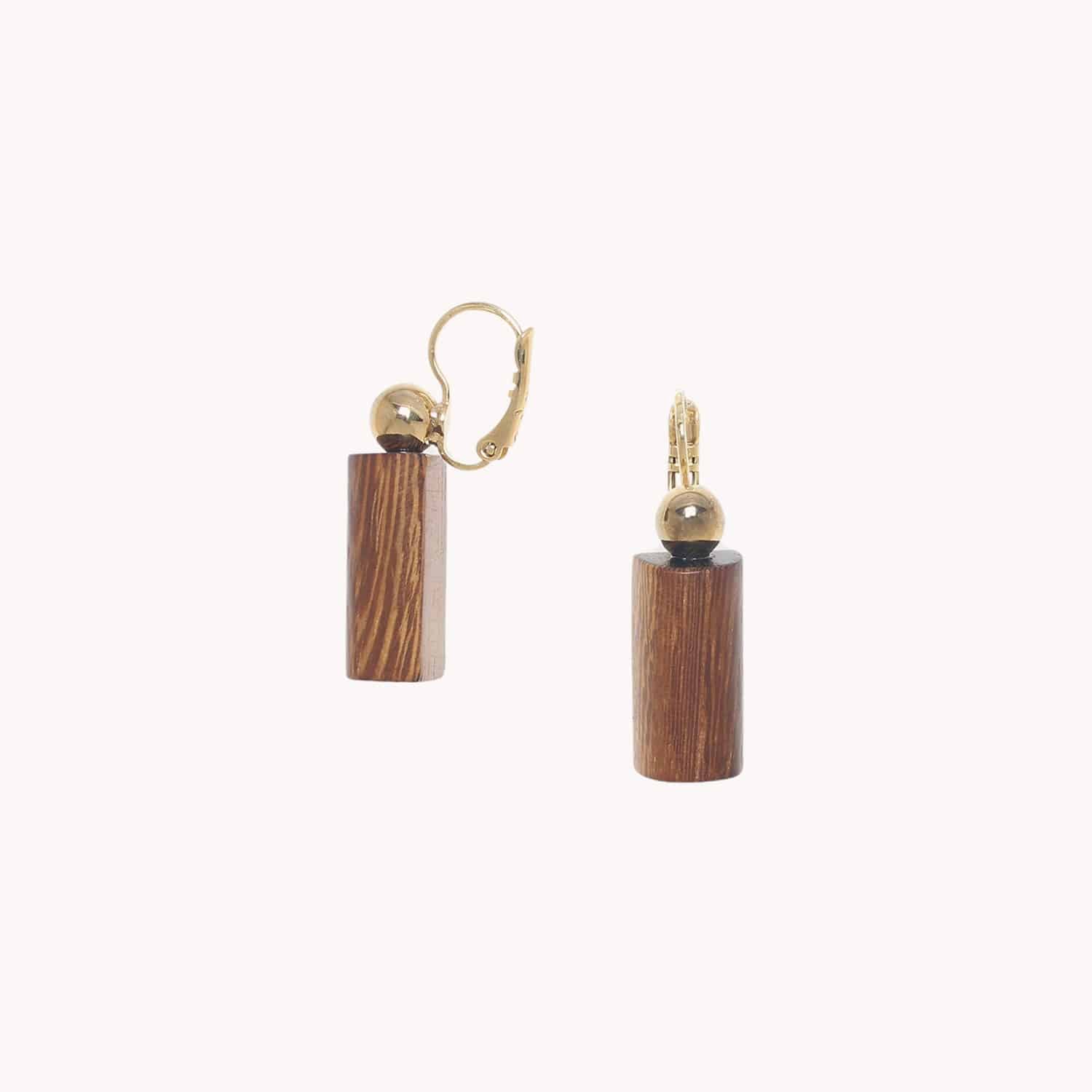 Boucles d'oreilles Okawa en bois de roblès 12--90597 Nature Bijoux
