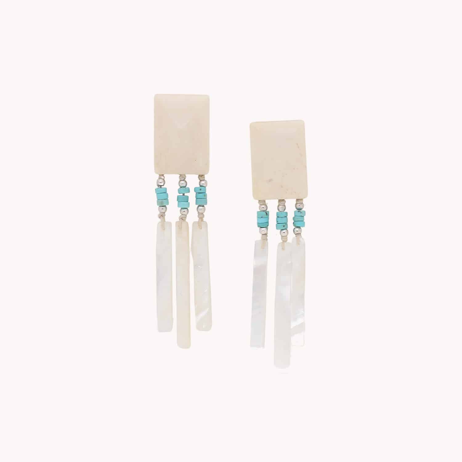 Boucles d'oreille Milos 3 pampilles nacre 12--90640 Nature Bijoux
