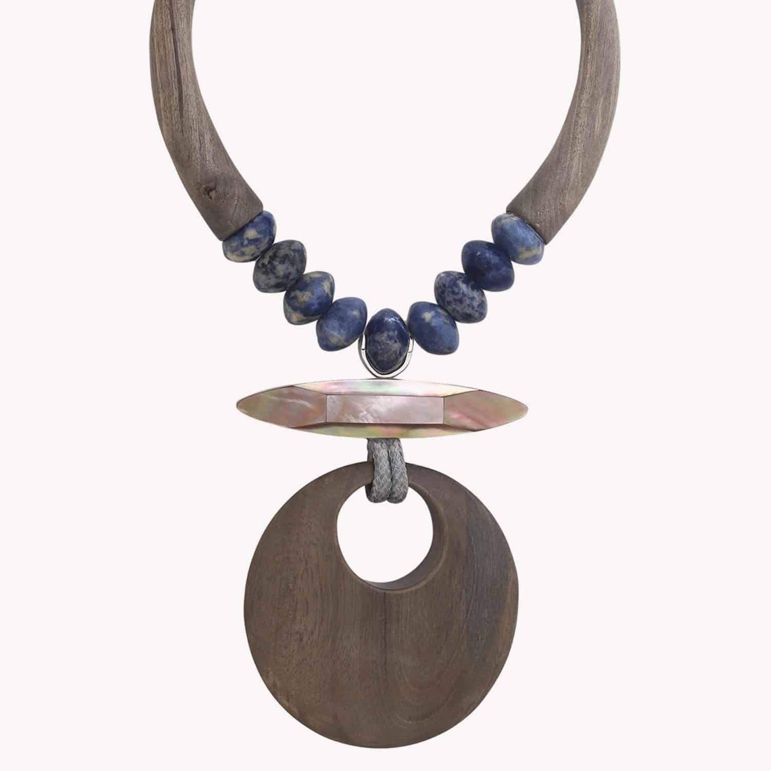 Collier Skala plastron ébène gris 15--43740 Nature Bijoux
