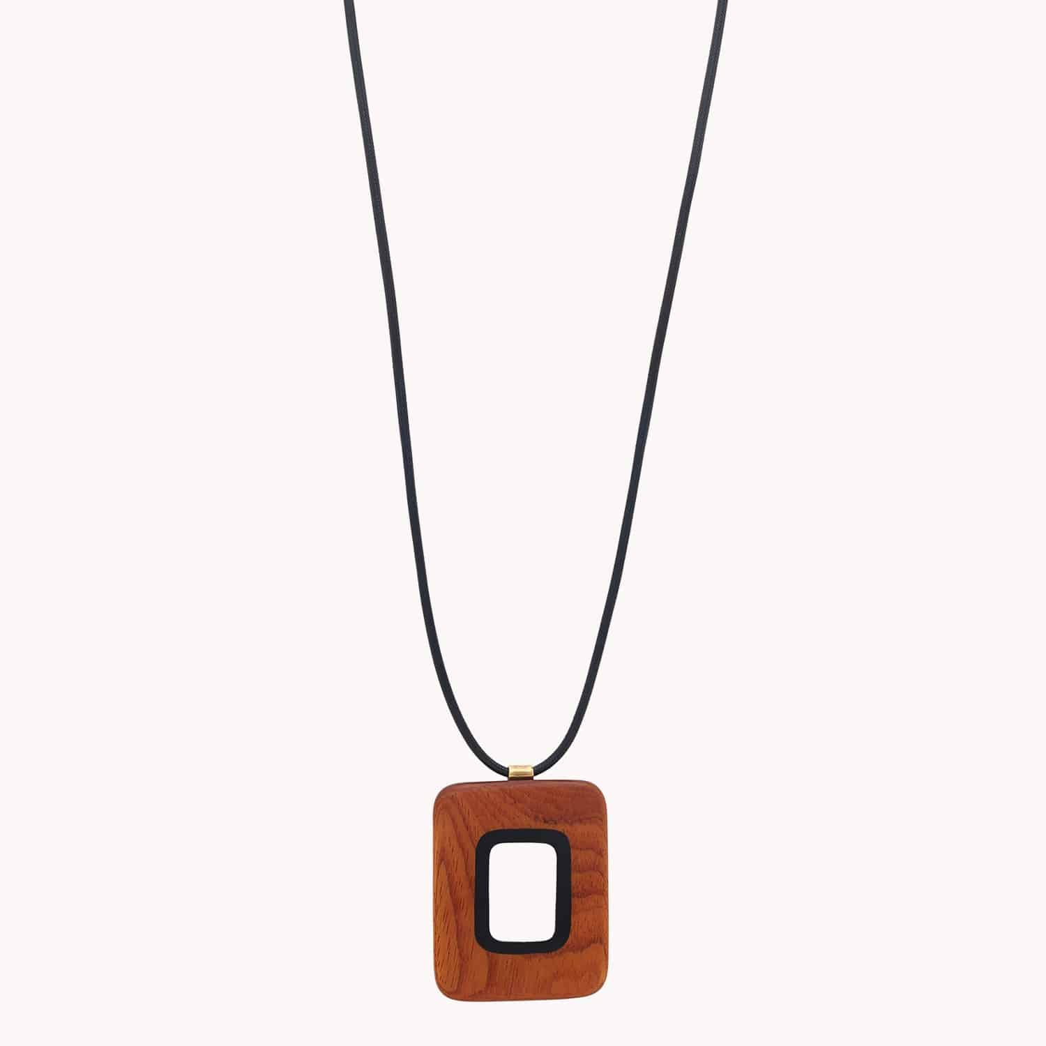 Collier Cannelle long pendentif rectangulaire Bayong 15--43772 Nature Bijoux