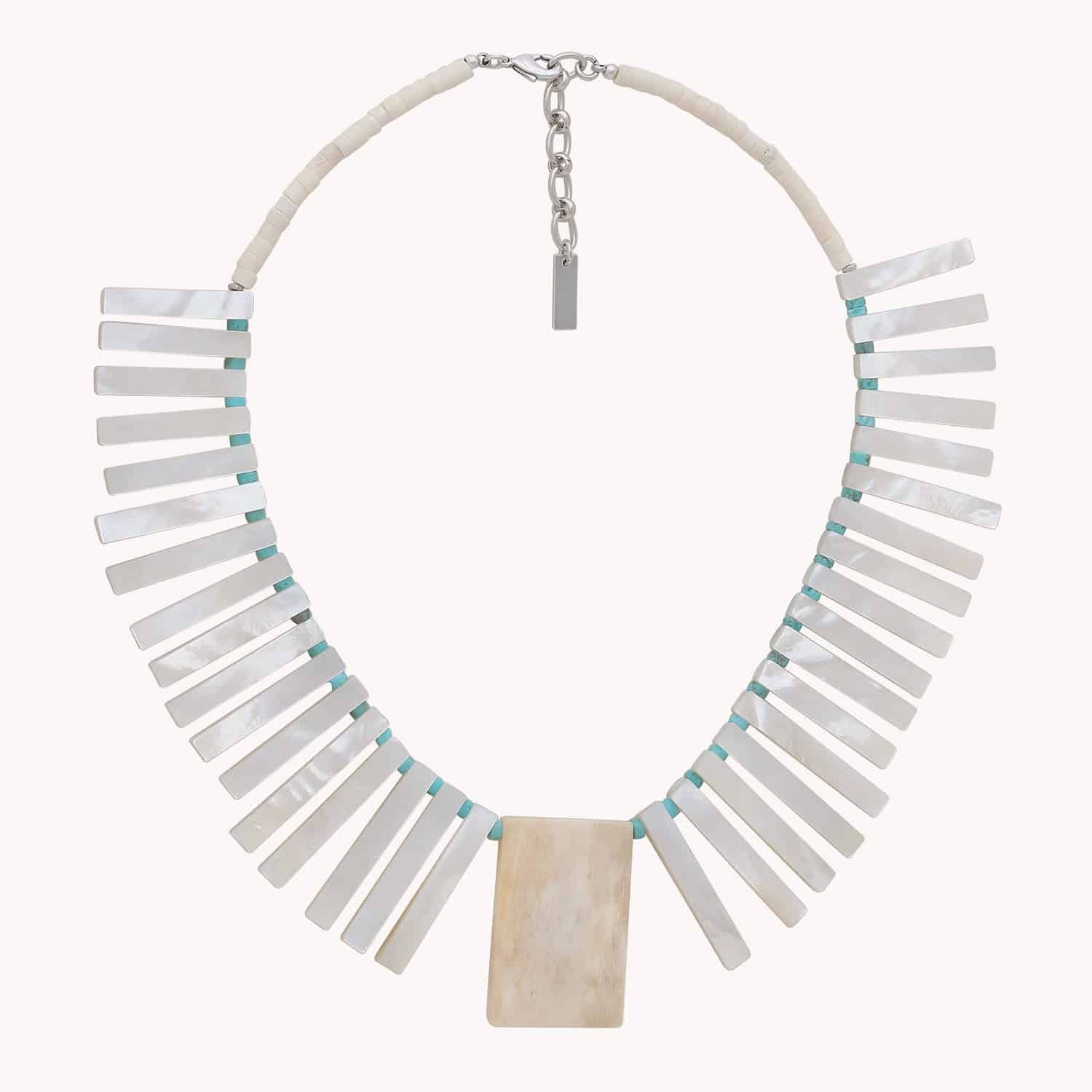 Collier Milos plastron batonnets nacre blanche 15--43803 Nature Bijoux