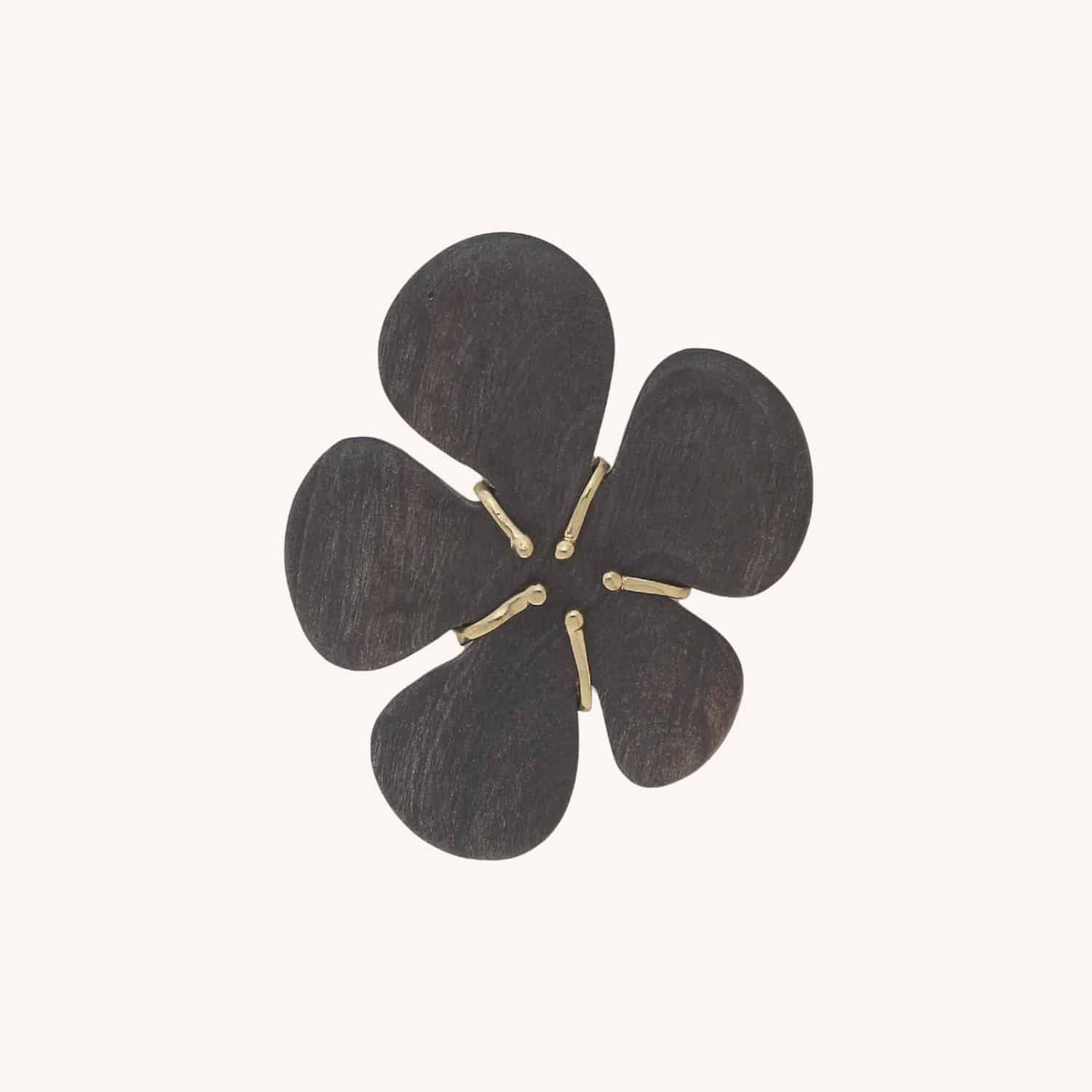 Broche Nature Bijoux Florea bois Ebène gris 10--23951