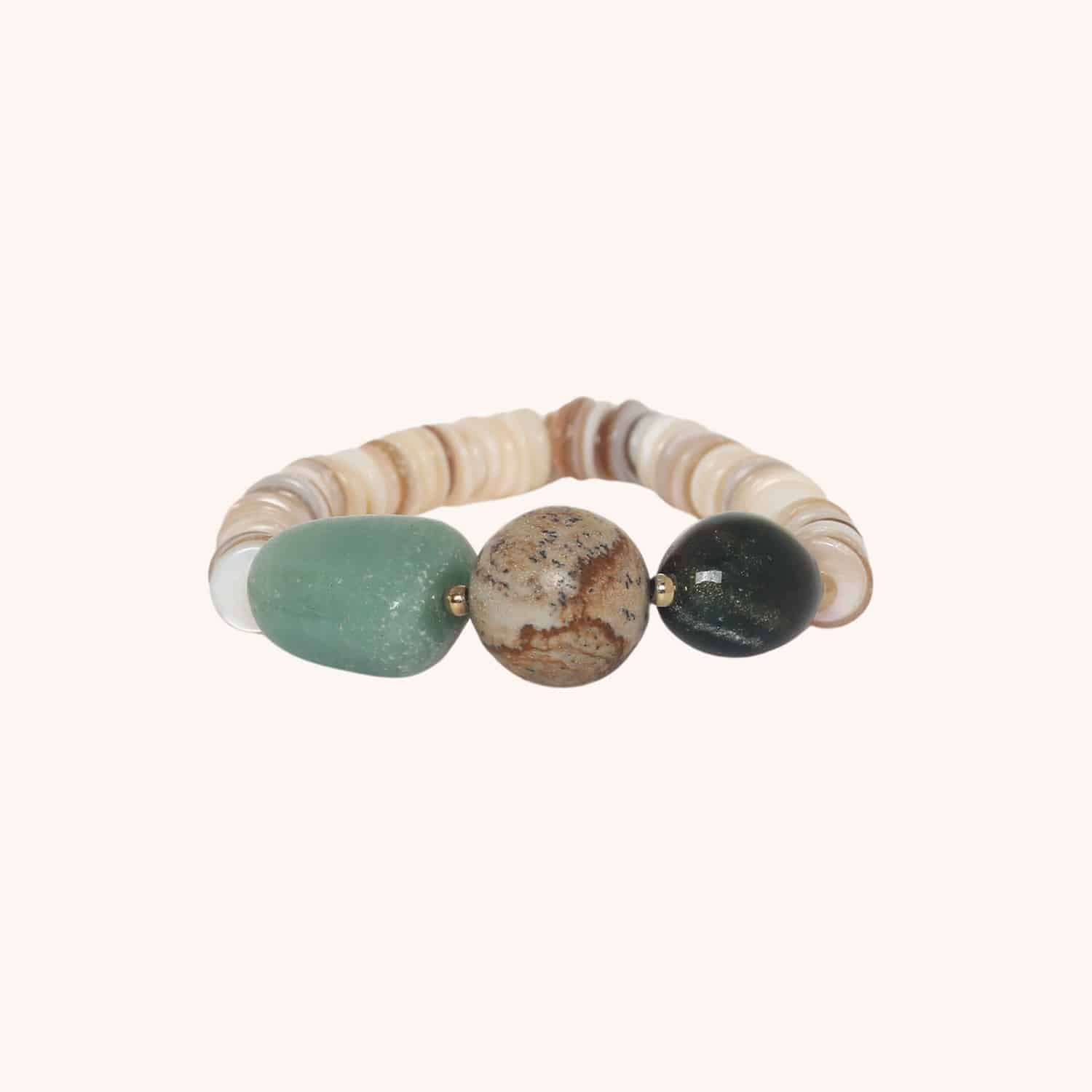 Bracelet extensible Nature Bijoux Cailloux aventurine jaspe paysager 13--44448