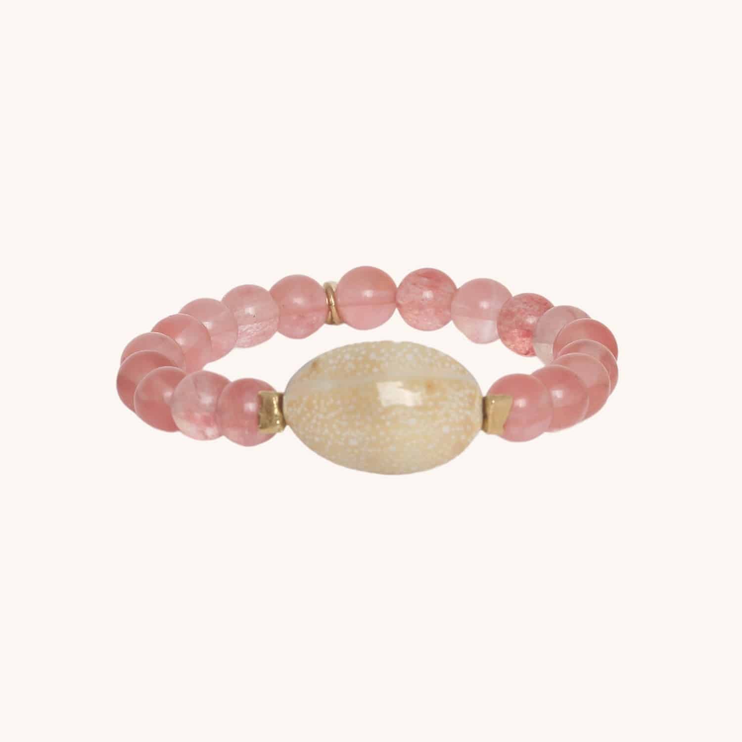 Bracelet Calandra quartz cerise porcelaine 13--44512 Nature Bijoux
