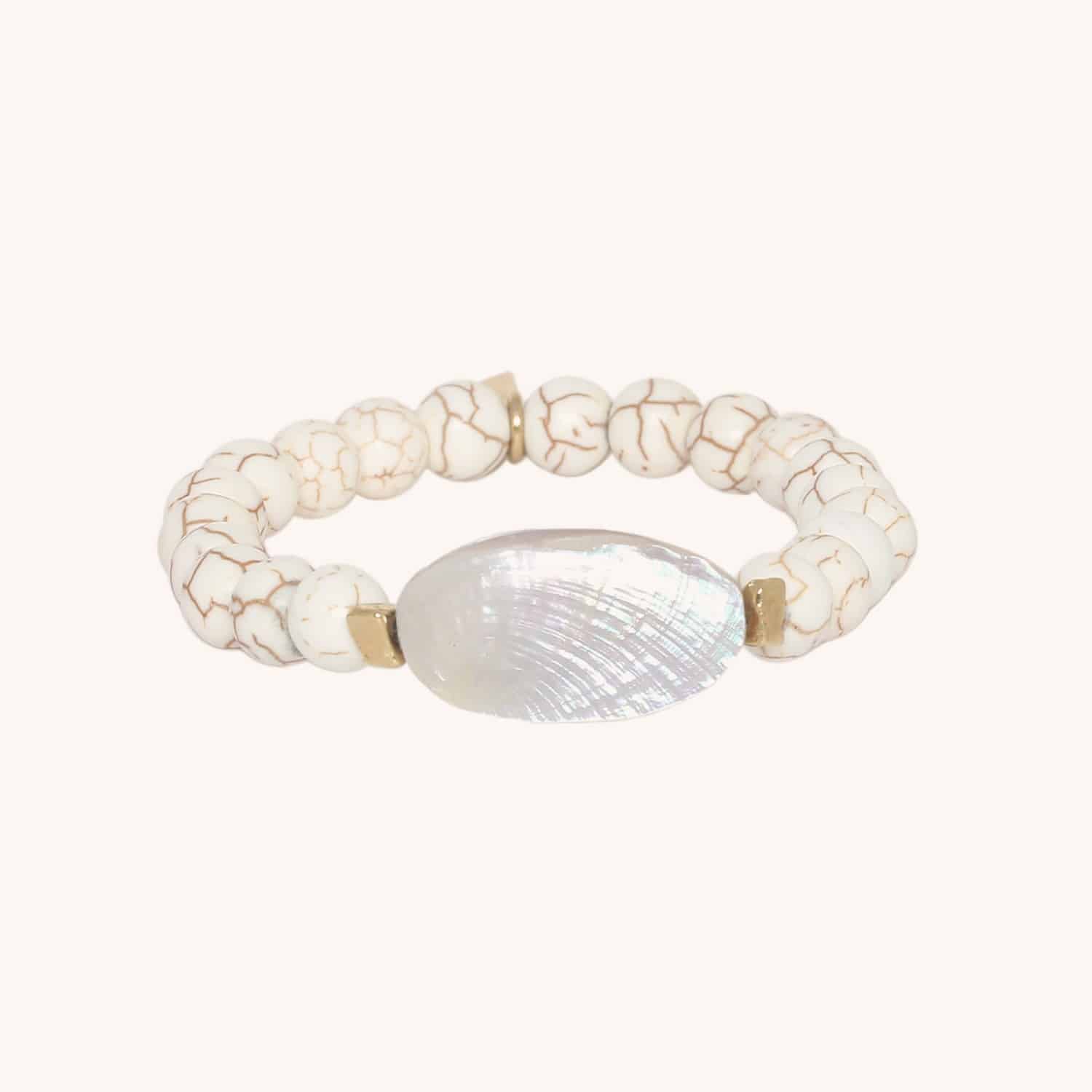 Bracelet Calandra extensible abalone howlite naturel sku 13--44513 Nature Bijoux