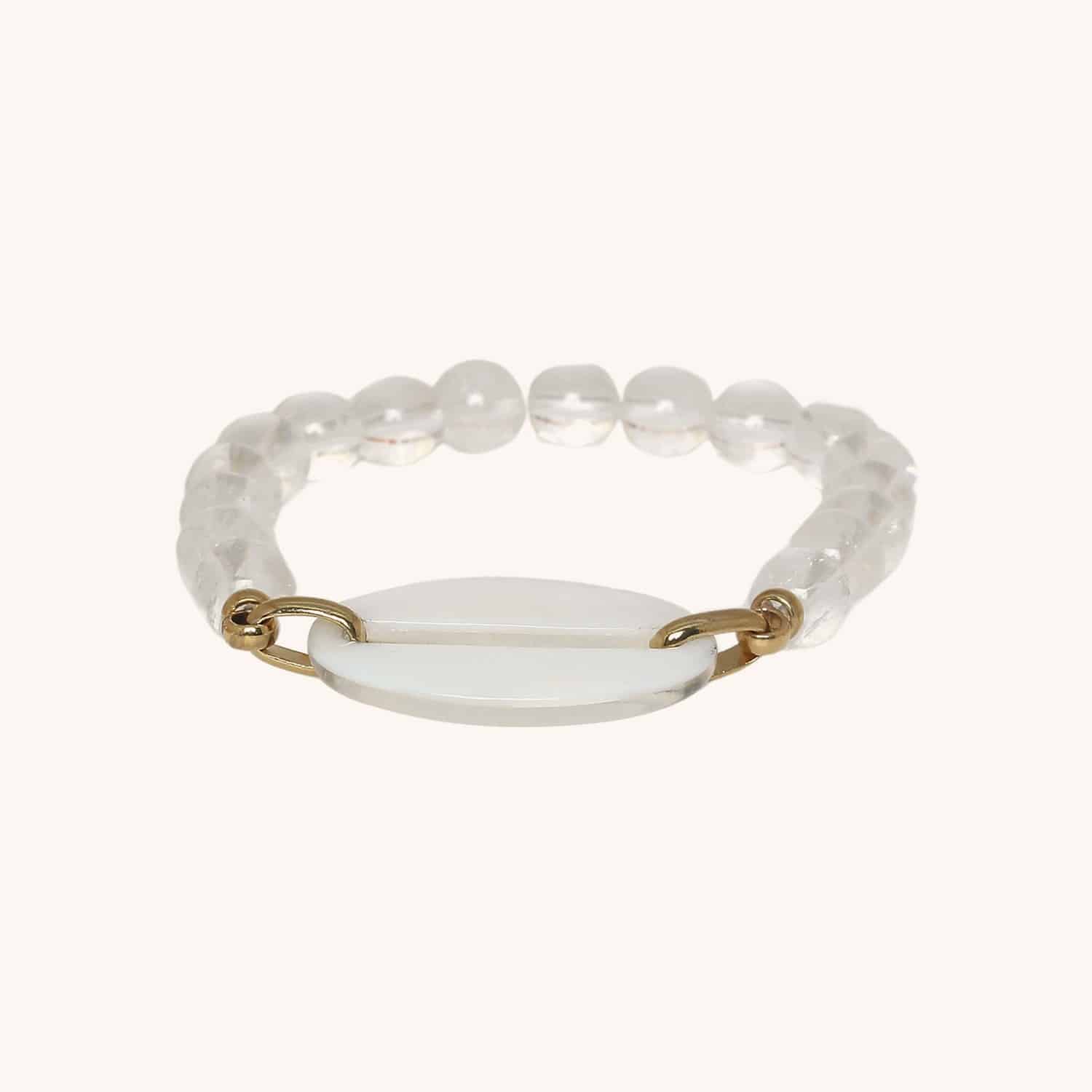 Bracelet Ellipse en nacre blanche et cristal de roche 13--44530 Nature Bijoux
