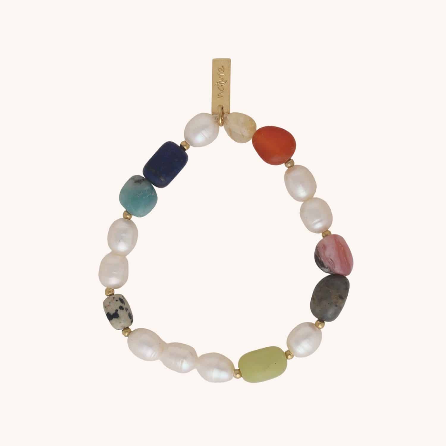 Bracelet Palawan porté détail pierres et perles 13--44560 Nature Bijoux