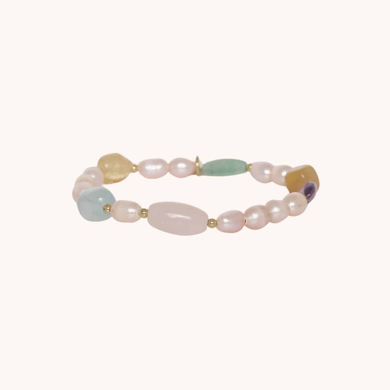 Bracelet Palawan mix pierres et perles d'eau douce rose pâle 13--44561 Nature Bijoux