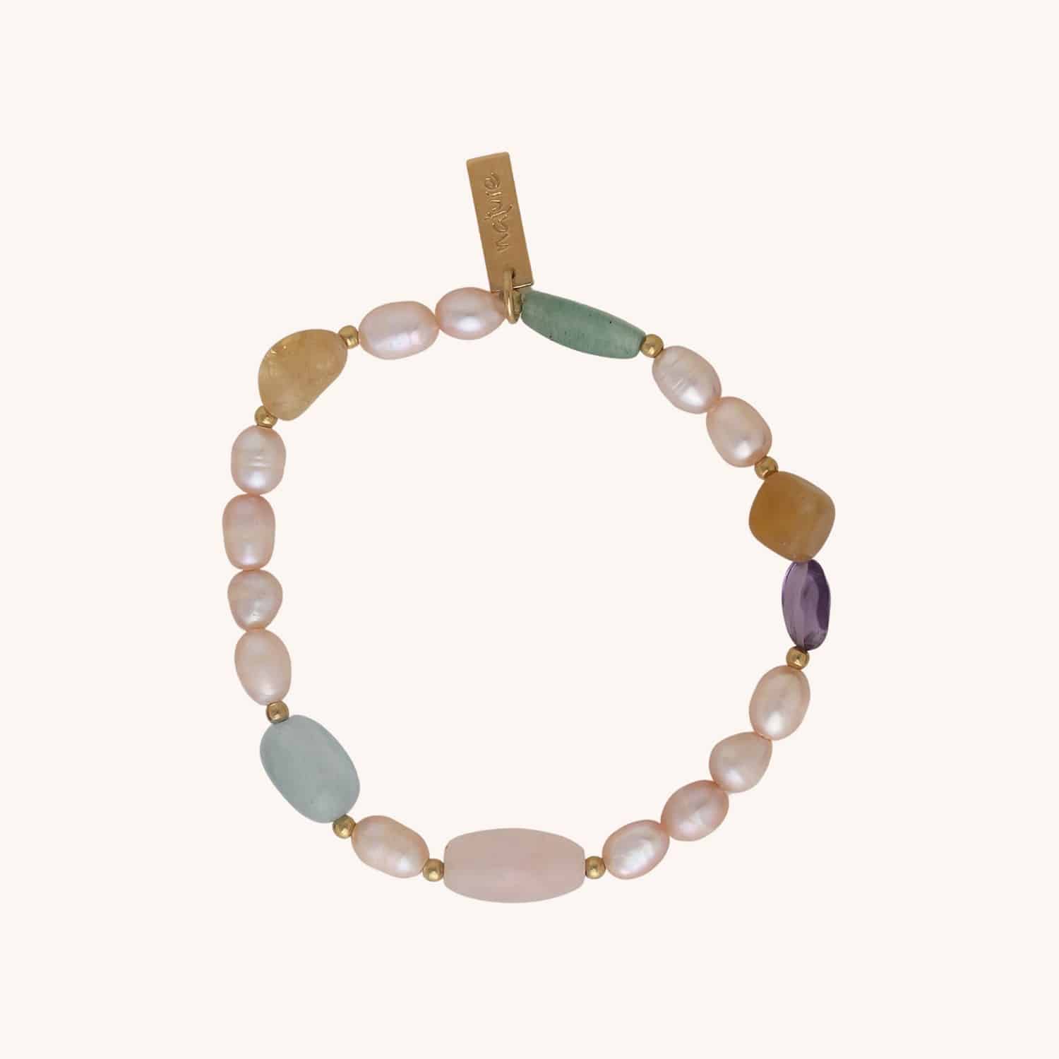 Bracelet Palawan porté détail pierres et perles 13--44561 Nature Bijoux