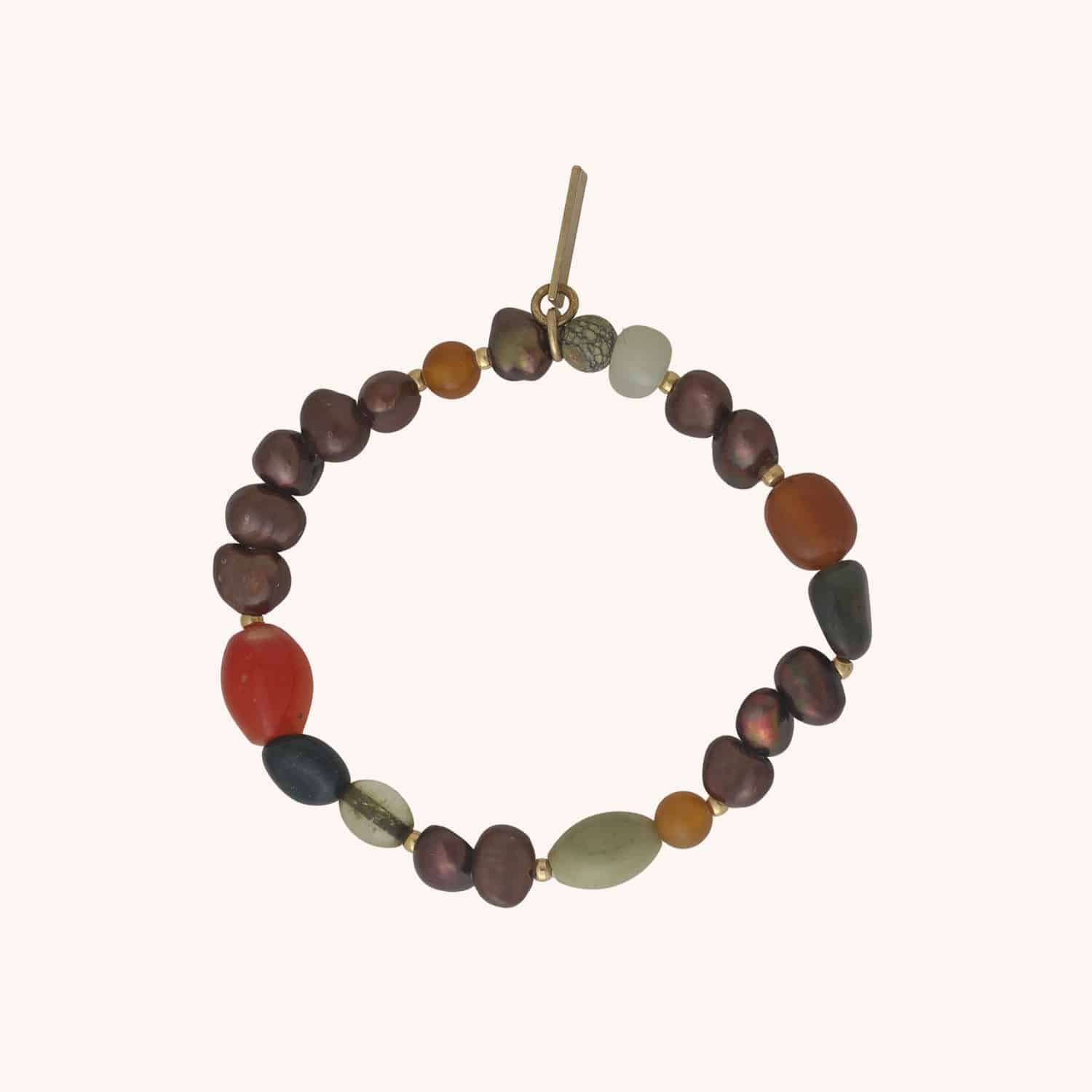 Bracelet extensible détail pierres marron 13--44565 Nature Bijoux
