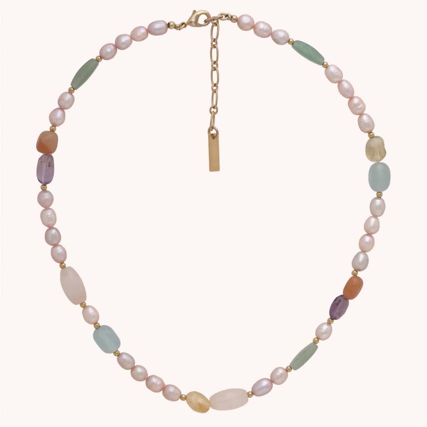 Collier Palawan mix pierres perles d'eau douce rose pâle 15--43831 Nature Bijoux