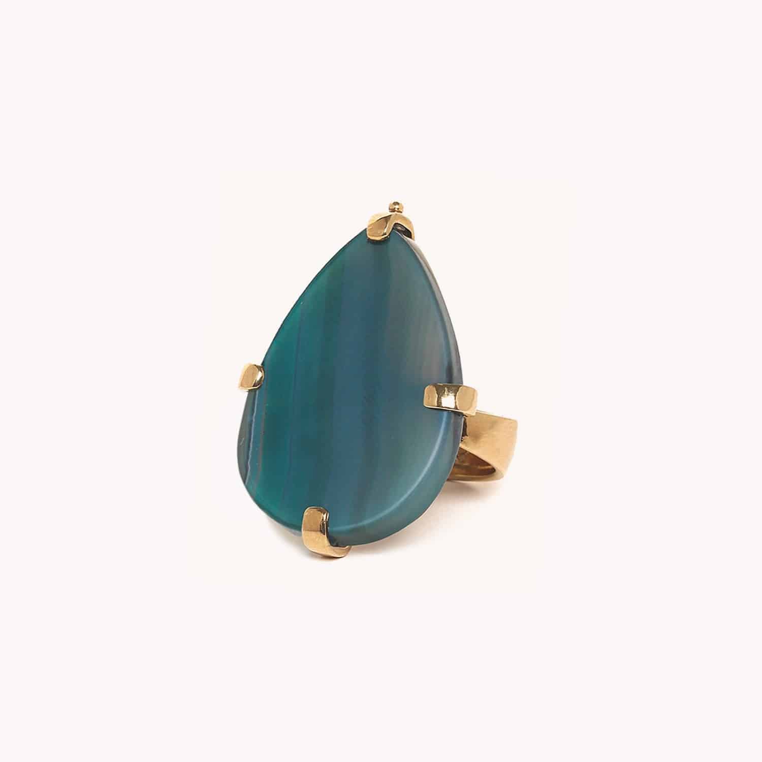 Bague Nature Bijoux Agata Verde Agate Laiton 19CP25031