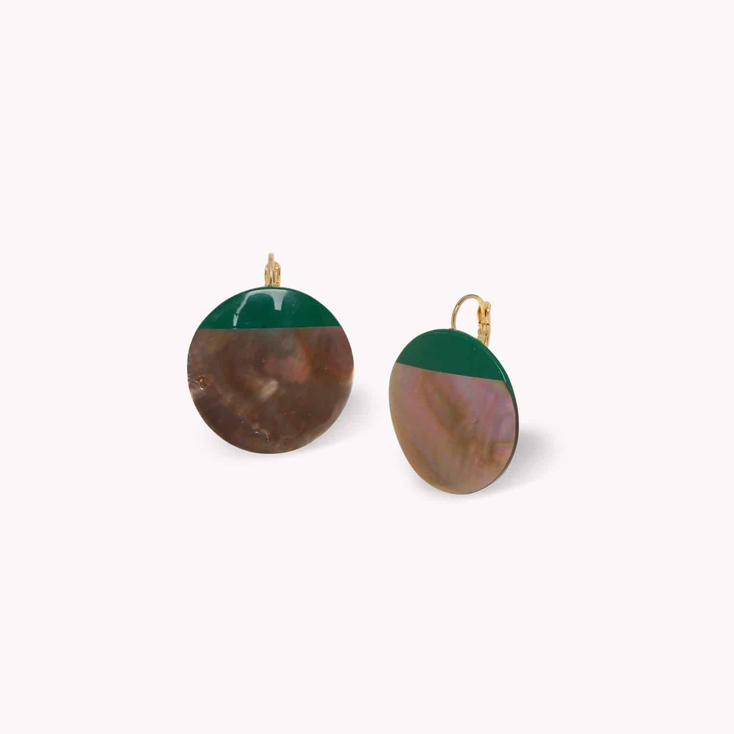 Boucles d'oreilles Horizon nacre brune laiton 12--90736 Nature Bijoux
