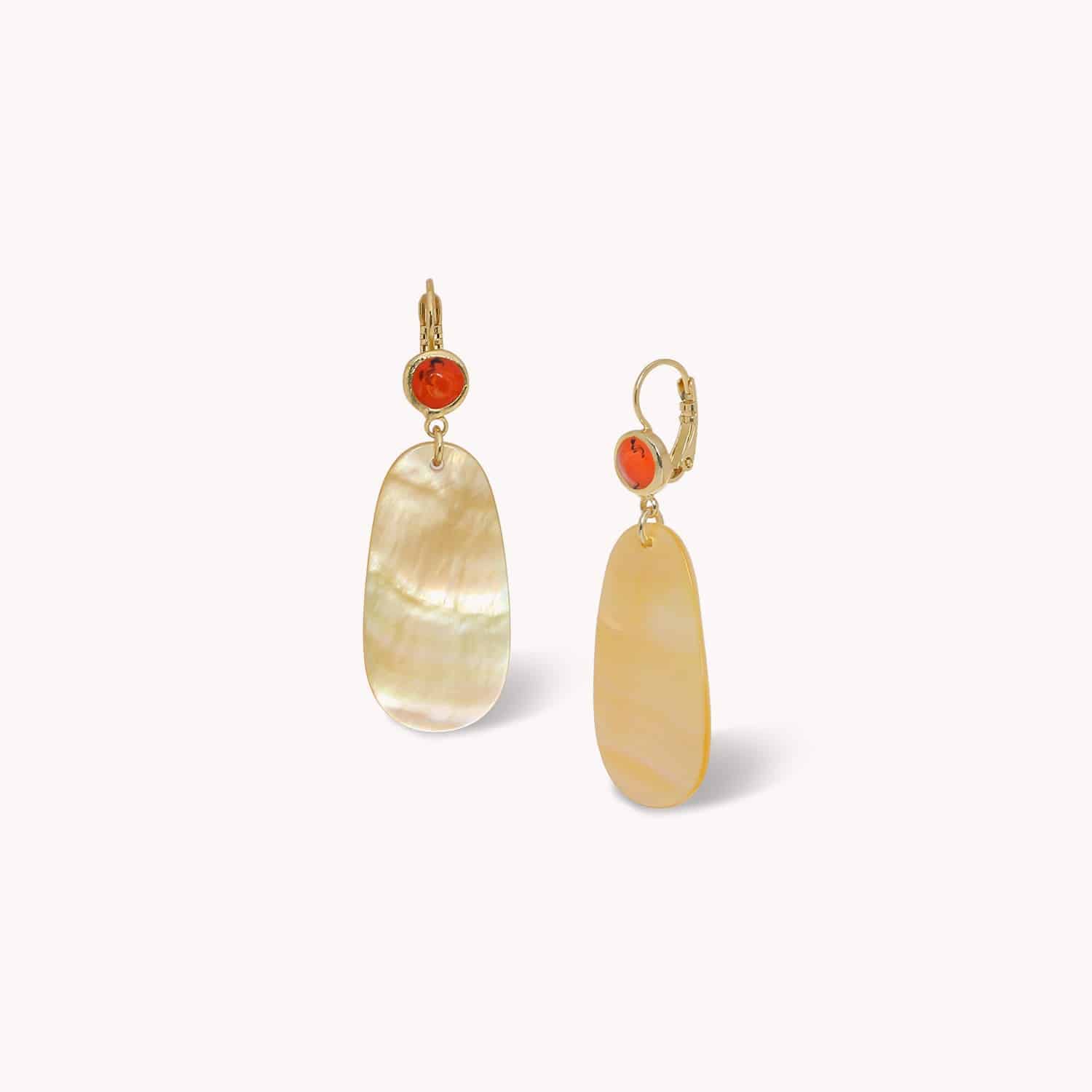 Boucles d'oreille Pacifico nacre jaune 12--90820 Nature Bijoux