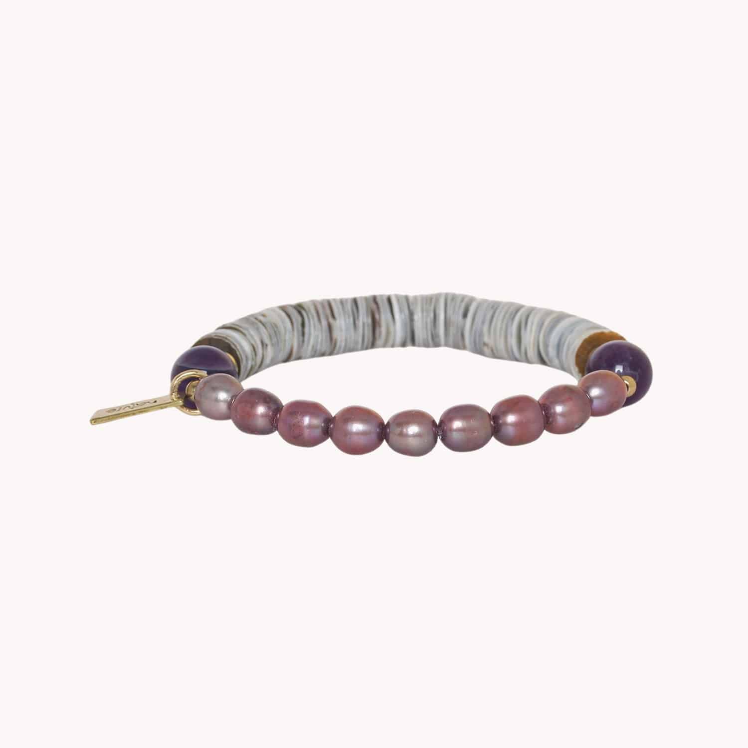 Bracelet Nature Bijoux La Plage coquillage gris améthyste 13--44721