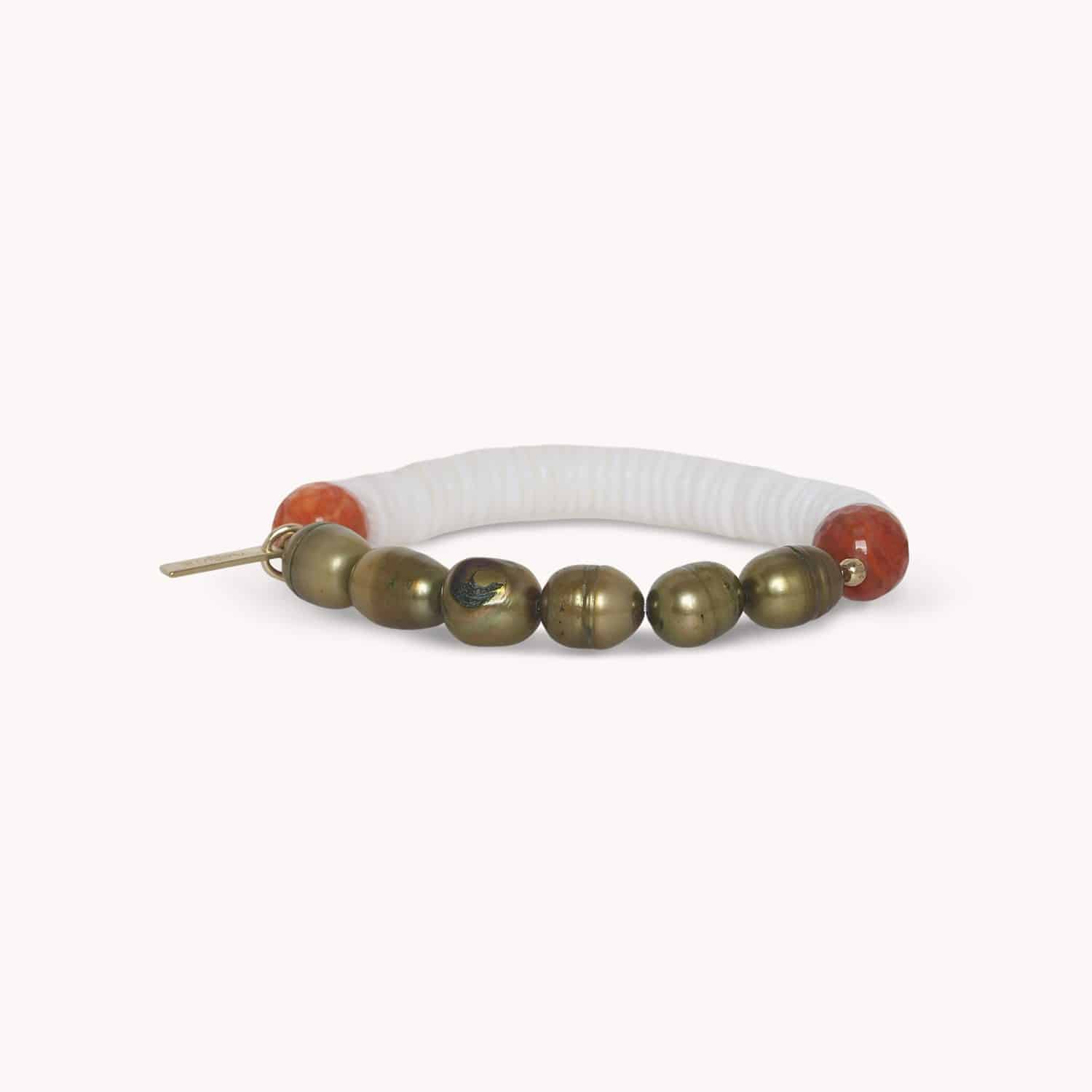 Bracelet Nature Bijoux La Plage perles khaki agate 13--44722
