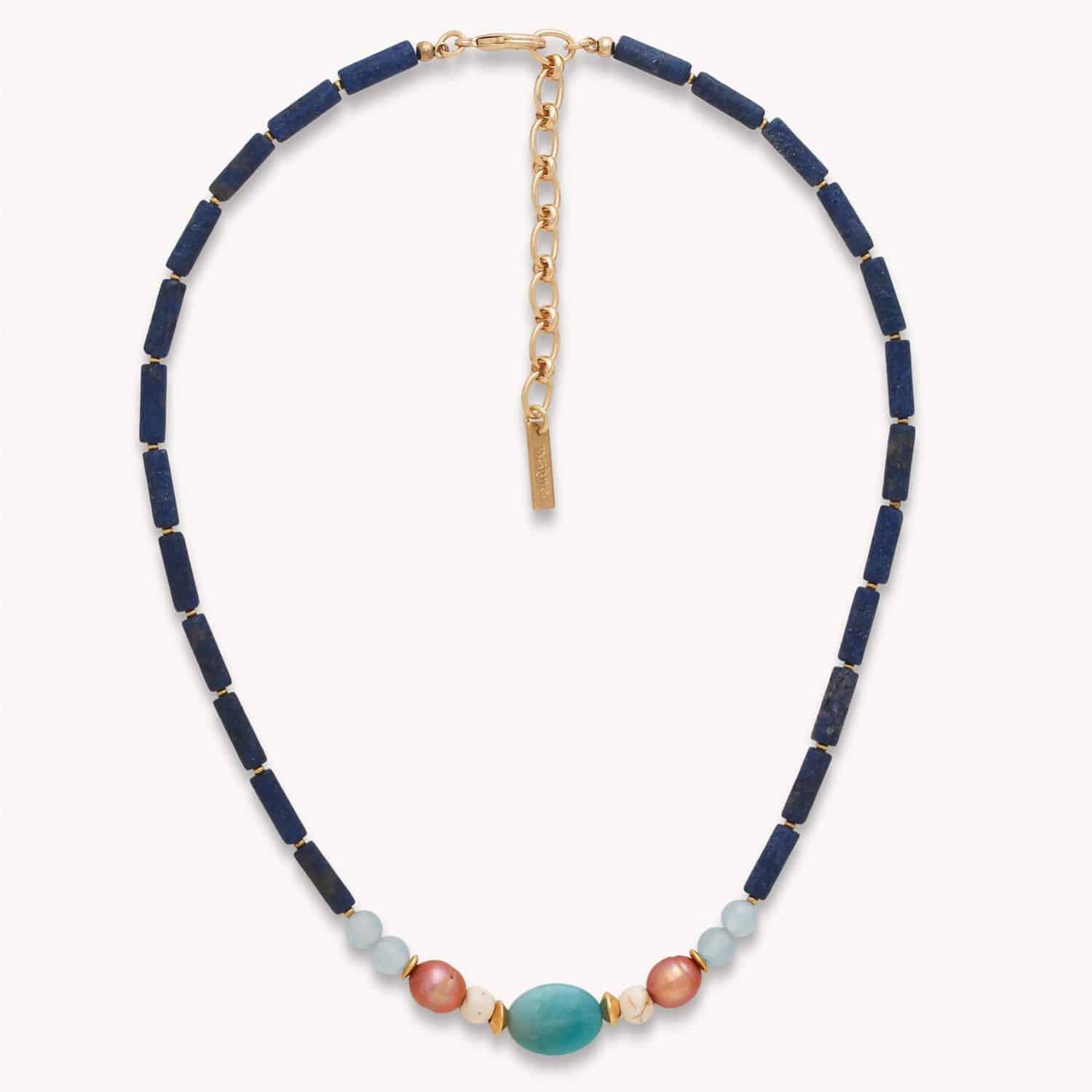 Collier Jungle lapis-lazuli et amazonite 15--43870 Nature Bijoux