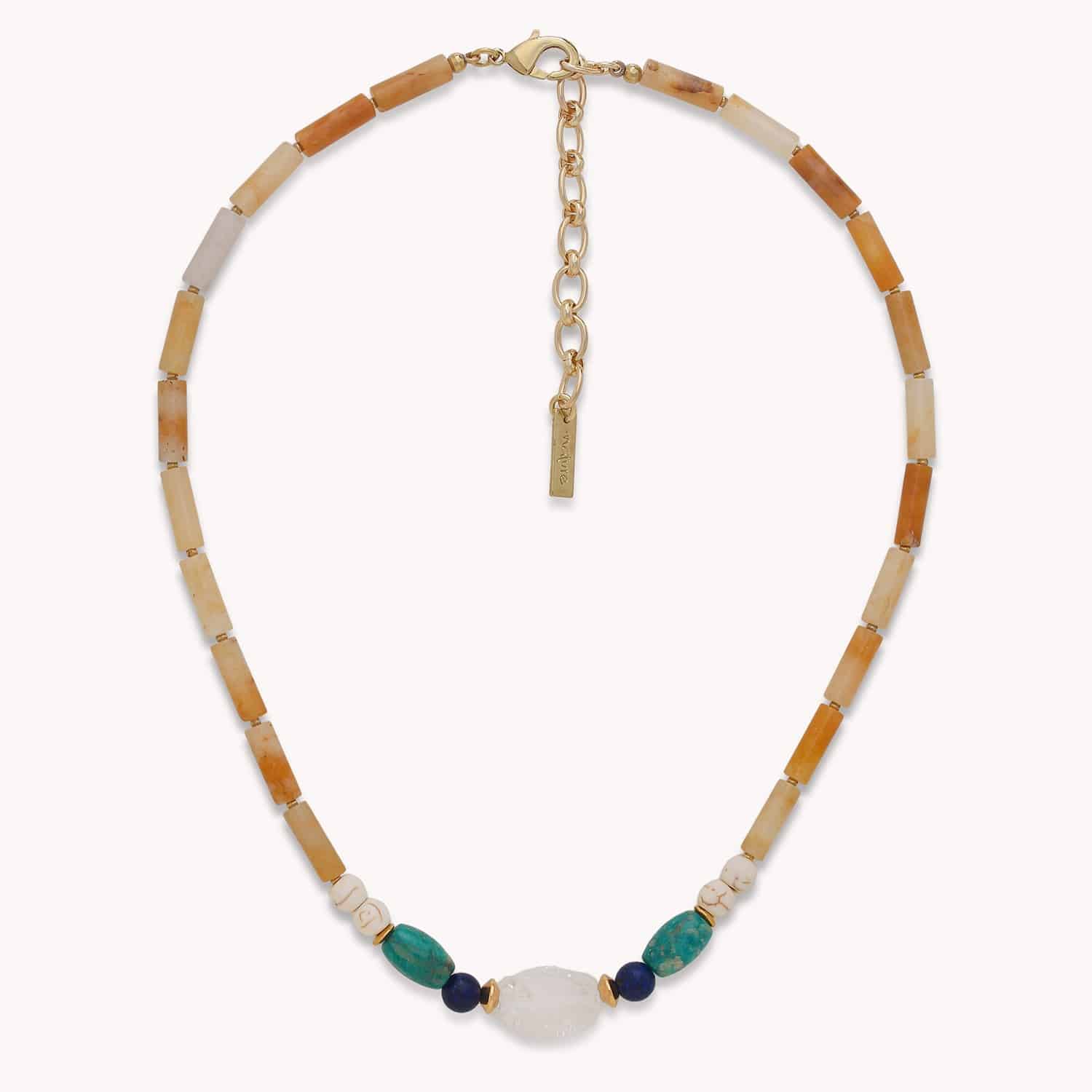 Collier Jungle jaspe jaune amazonite cristal de roche Nature Bijoux 15--43874