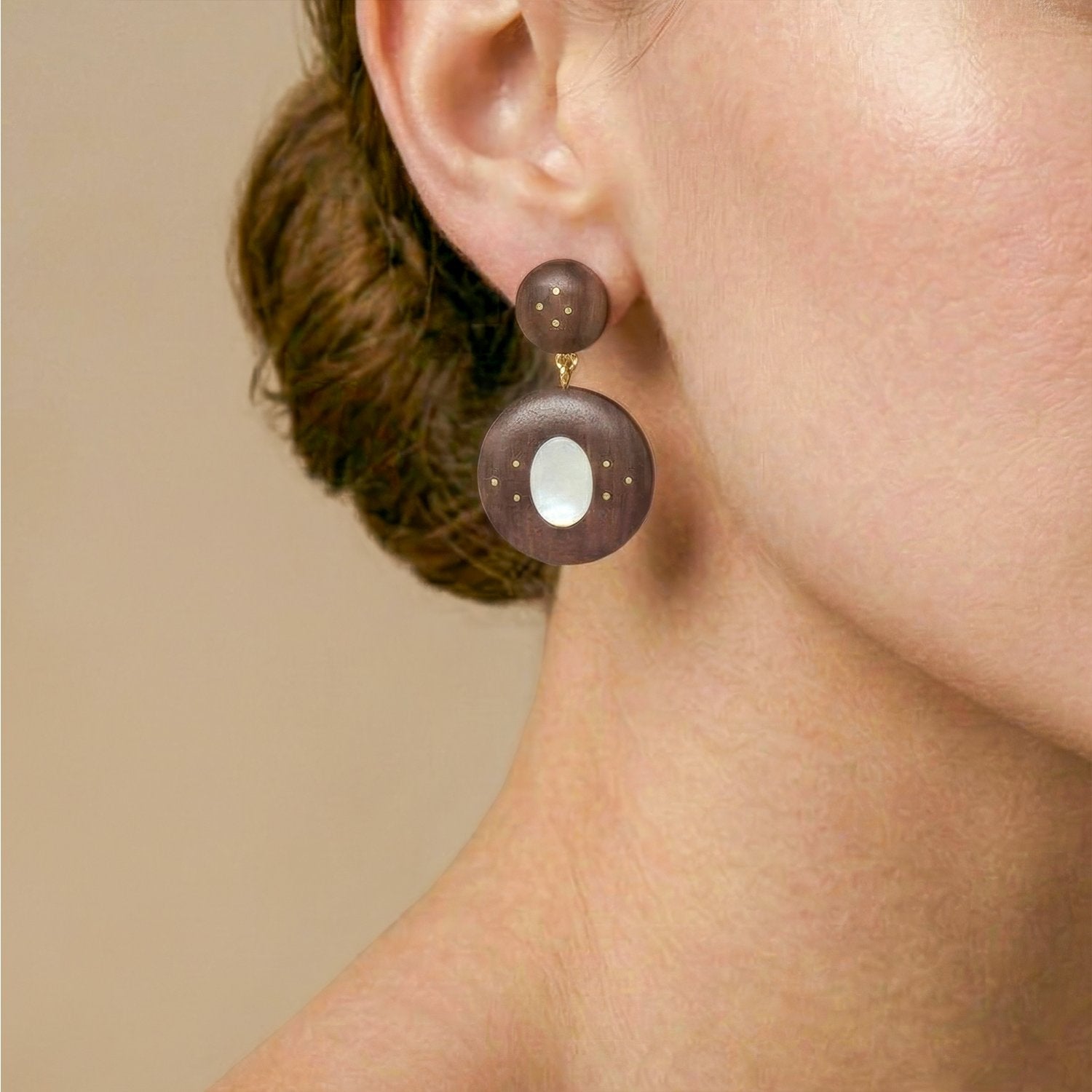 Boucles d'oreilles détail bois poussoir 12--90796 Nature Bijoux
