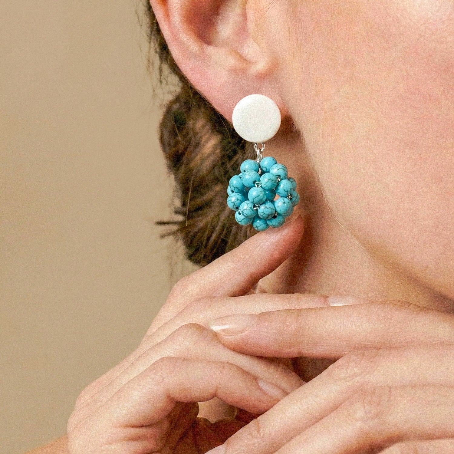Détail boule tissée bois 12--90814 Nature Bijoux