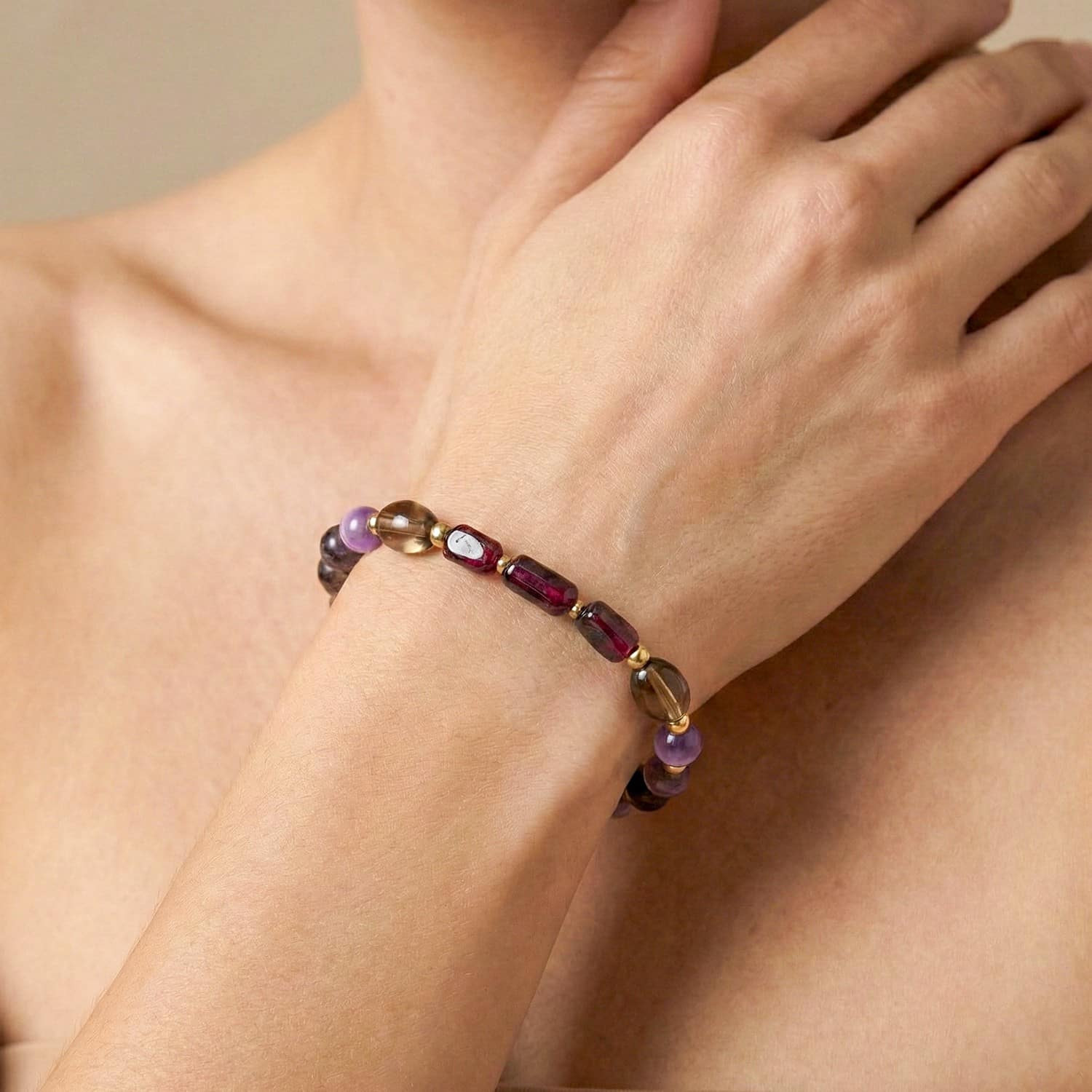 Bracelet extensible détail pierres 13--44710 Nature Bijoux