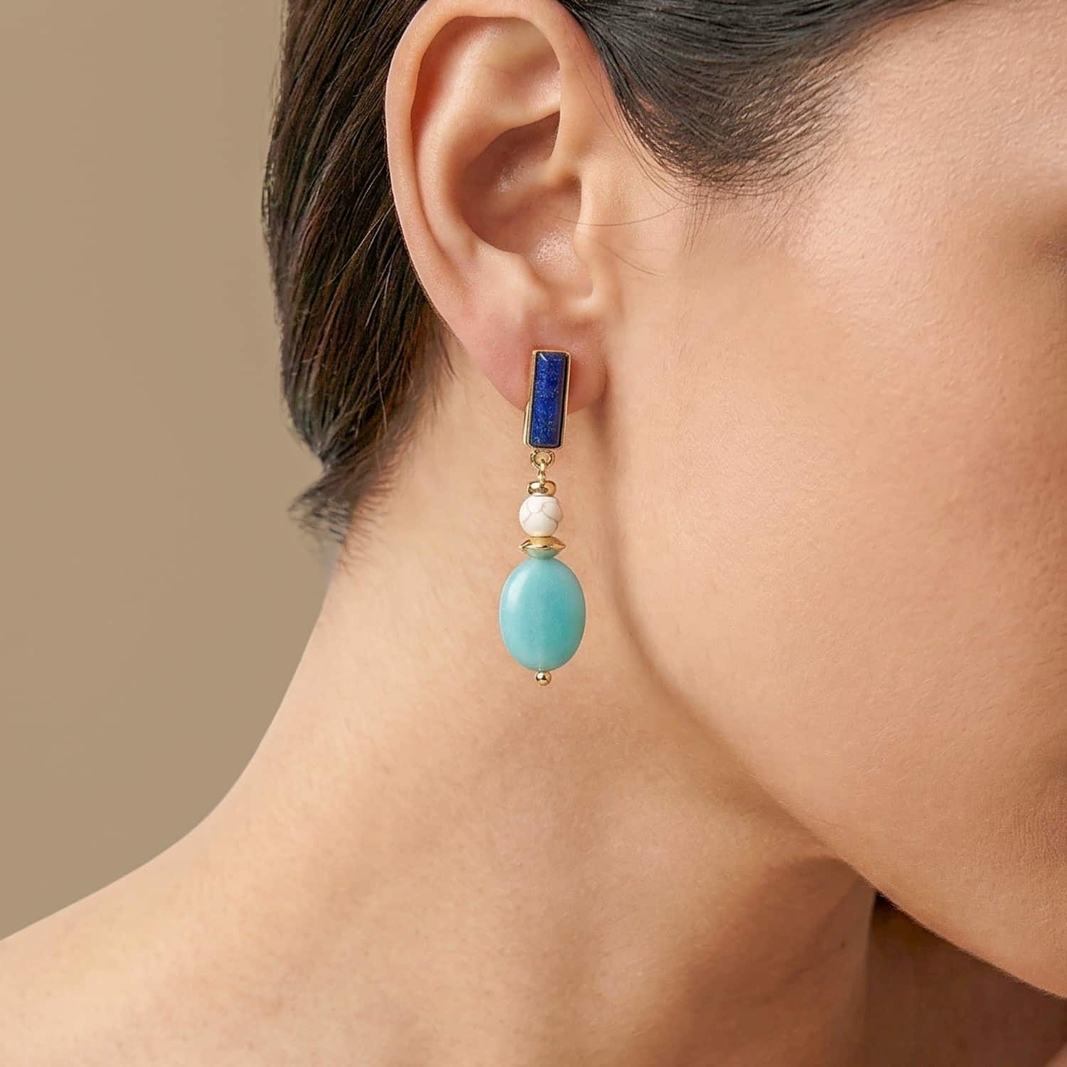 Boucles d'oreilles Jungle détail pampille amazonite 12--90700
