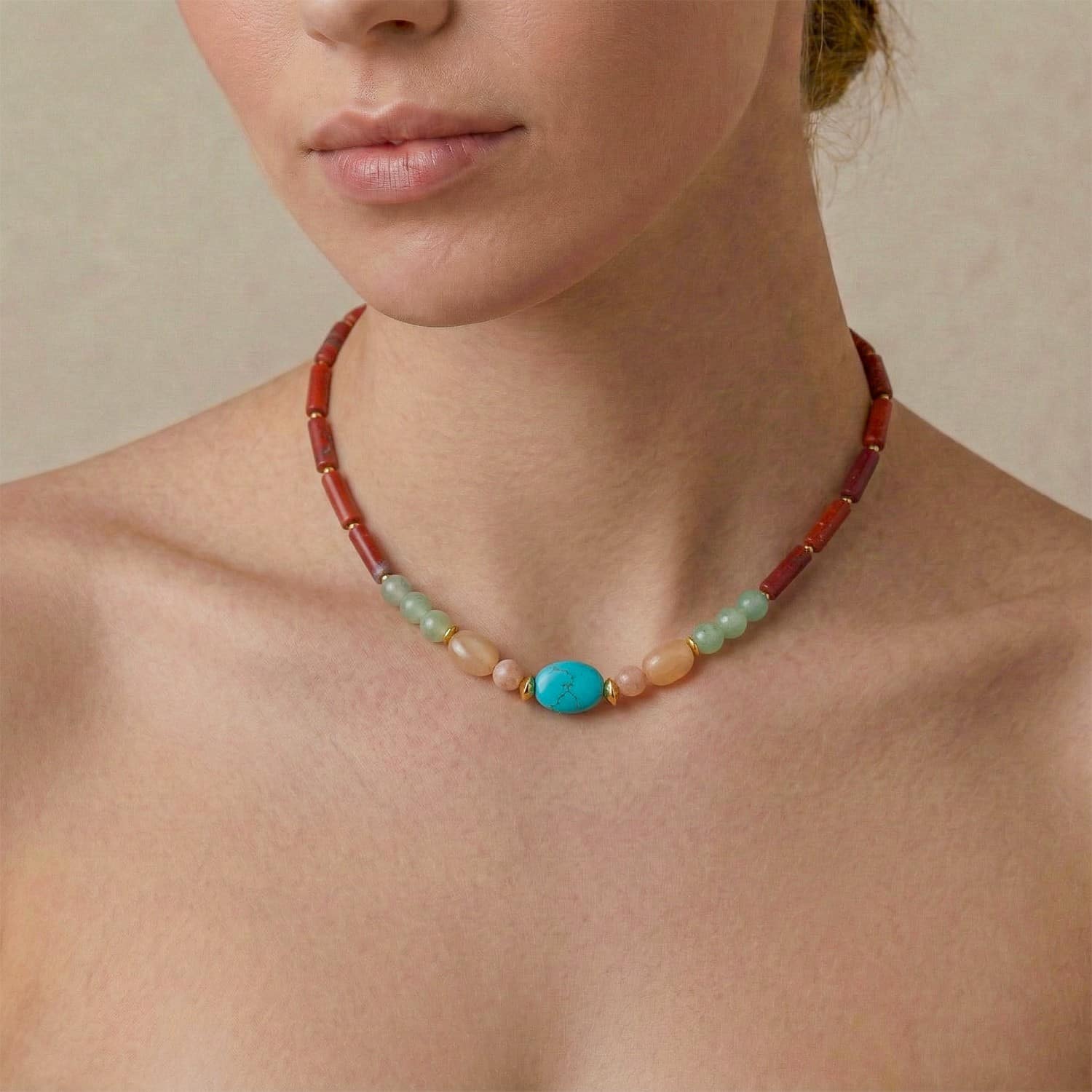 Détail pierres collier Jungle 15--43873 Nature Bijoux