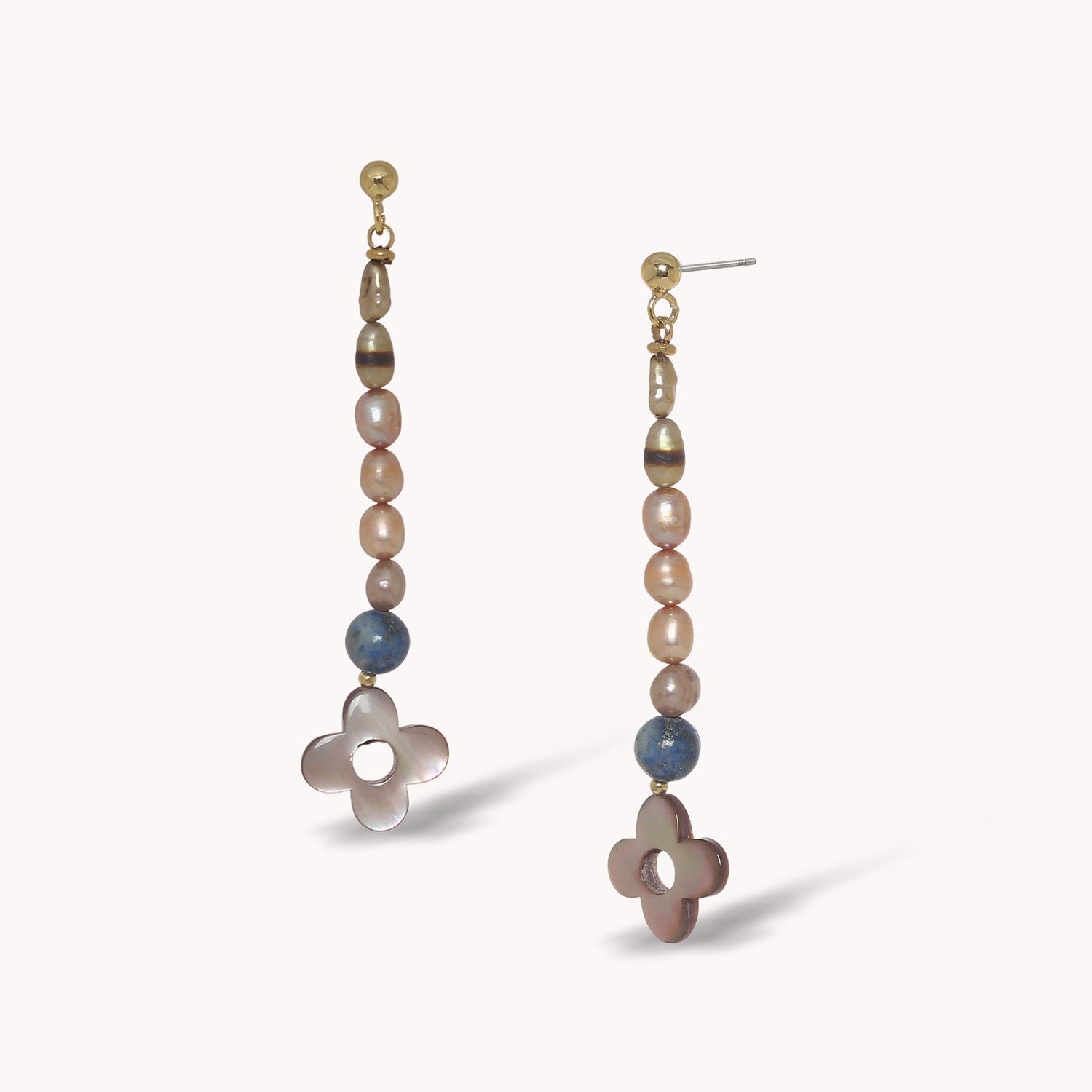 Boucles d'oreilles Montmartre lapis-lazuli nacre brune 12--90694 Nature Bijoux